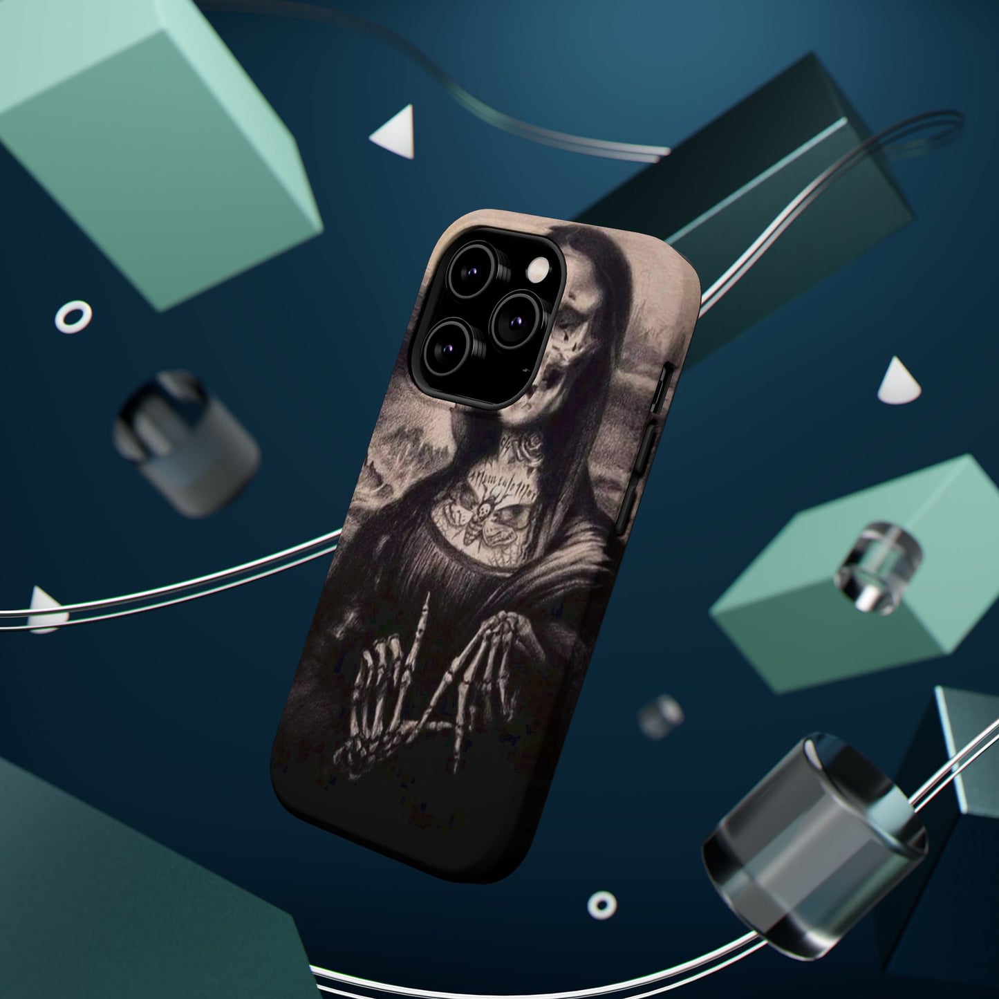 Gothic Art Phone Case, Skeleton Design, Impact-Resistant Cover, Unique Gift, Halloween Accessory, Edgy Tech Gear