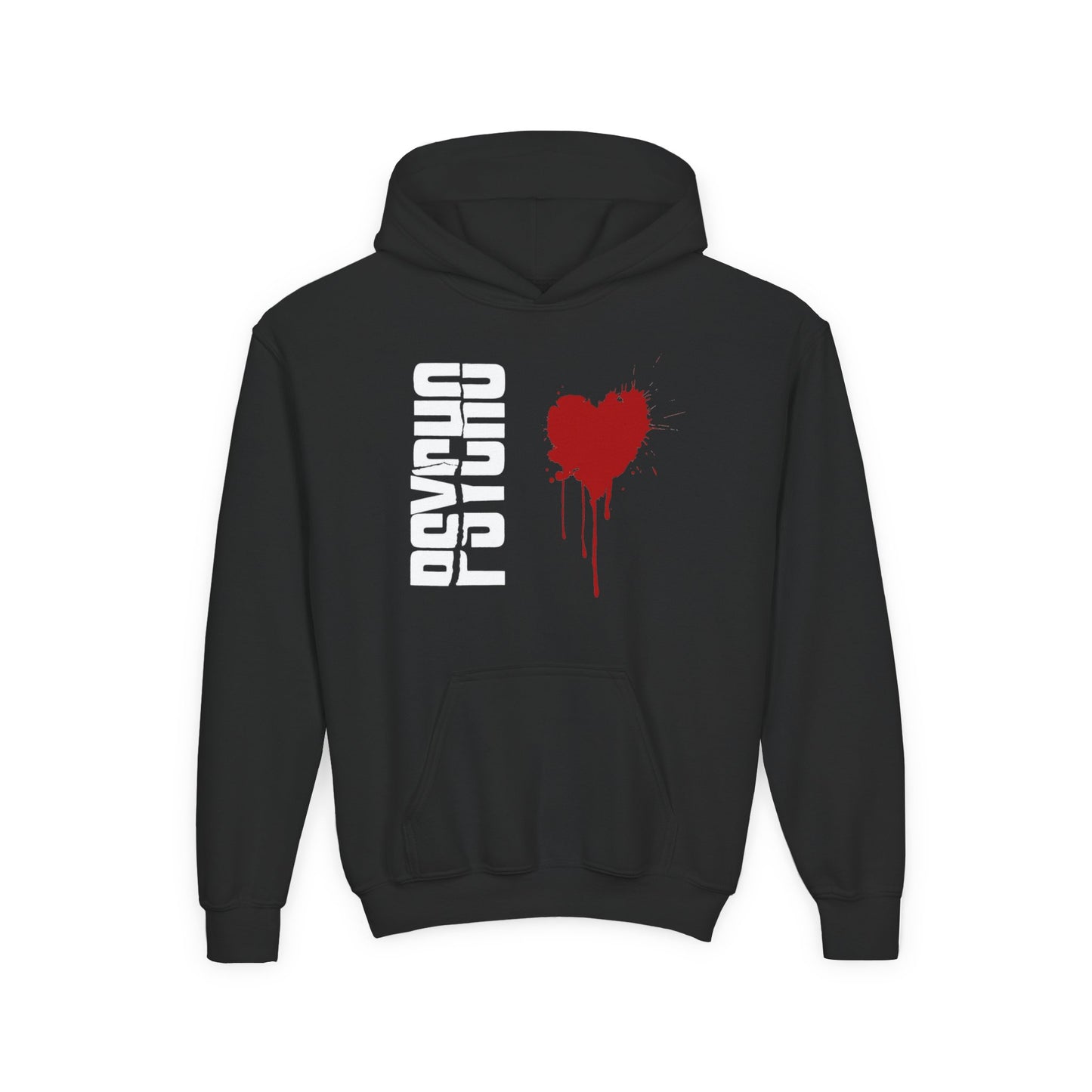 Youth Hooded Sweatshirt with Heart Design, Cozy Pullover, Trendy Sweatshirt, Gift for Teens, Casual Wear, Fashion Hoodie
