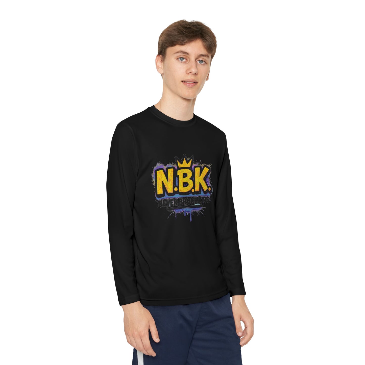 Youth Long Sleeve Tee - NBK Never Broke Kids, Cool Graphic Top for Kids, Growing Up, Birthday Gift, Casual Wear, Trendy Fashion