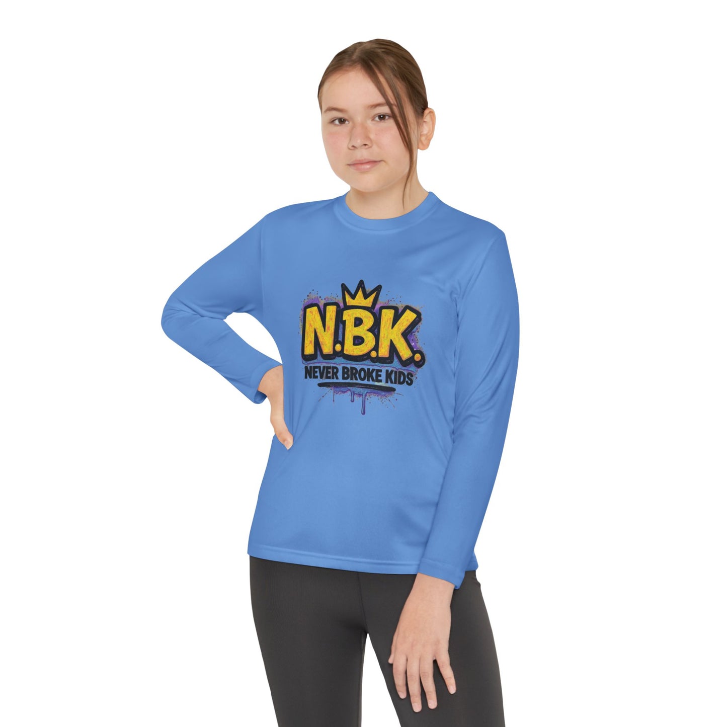 Youth Long Sleeve Tee - NBK Never Broke Kids, Cool Graphic Top for Kids, Growing Up, Birthday Gift, Casual Wear, Trendy Fashion