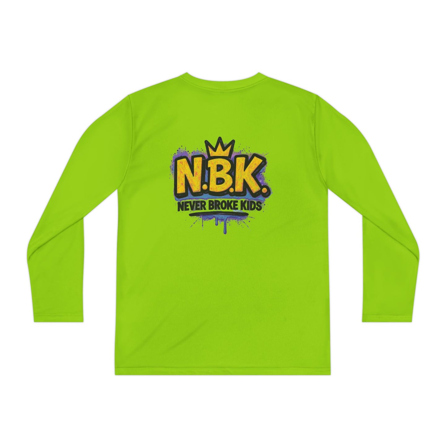 Youth Long Sleeve Tee - NBK Never Broke Kids, Cool Graphic Top for Kids, Growing Up, Birthday Gift, Casual Wear, Trendy Fashion