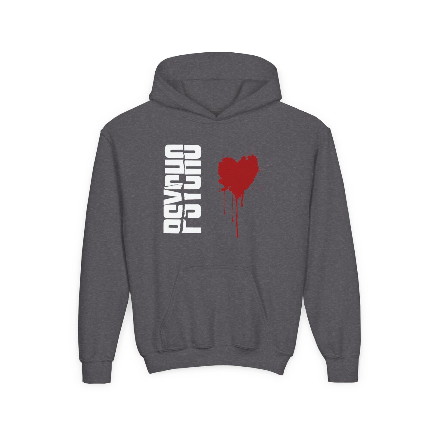 Youth Hooded Sweatshirt with Heart Design, Cozy Pullover, Trendy Sweatshirt, Gift for Teens, Casual Wear, Fashion Hoodie