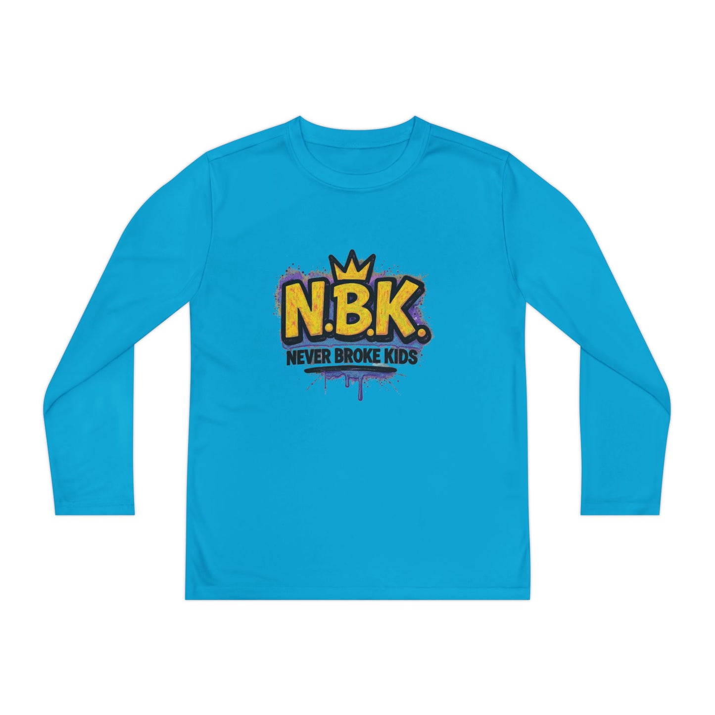 Youth Long Sleeve Tee - NBK Never Broke Kids, Cool Graphic Top for Kids, Growing Up, Birthday Gift, Casual Wear, Trendy Fashion