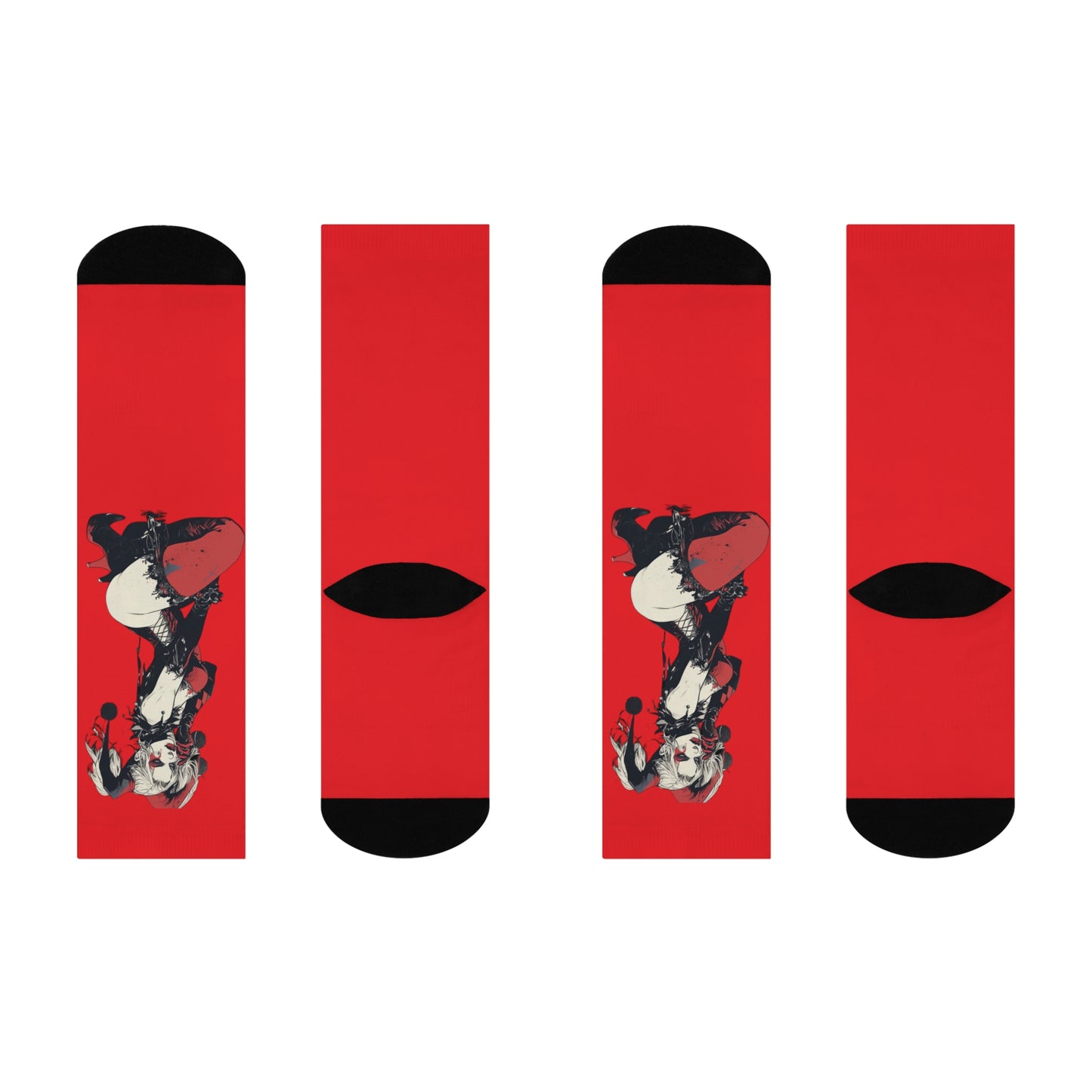 Harley Quinn Cushioned Crew Socks | Stylish Comic-Inspired Footwear, Perfect for Cosplay, Gifts, Everyday Wear, and Fan Apparel