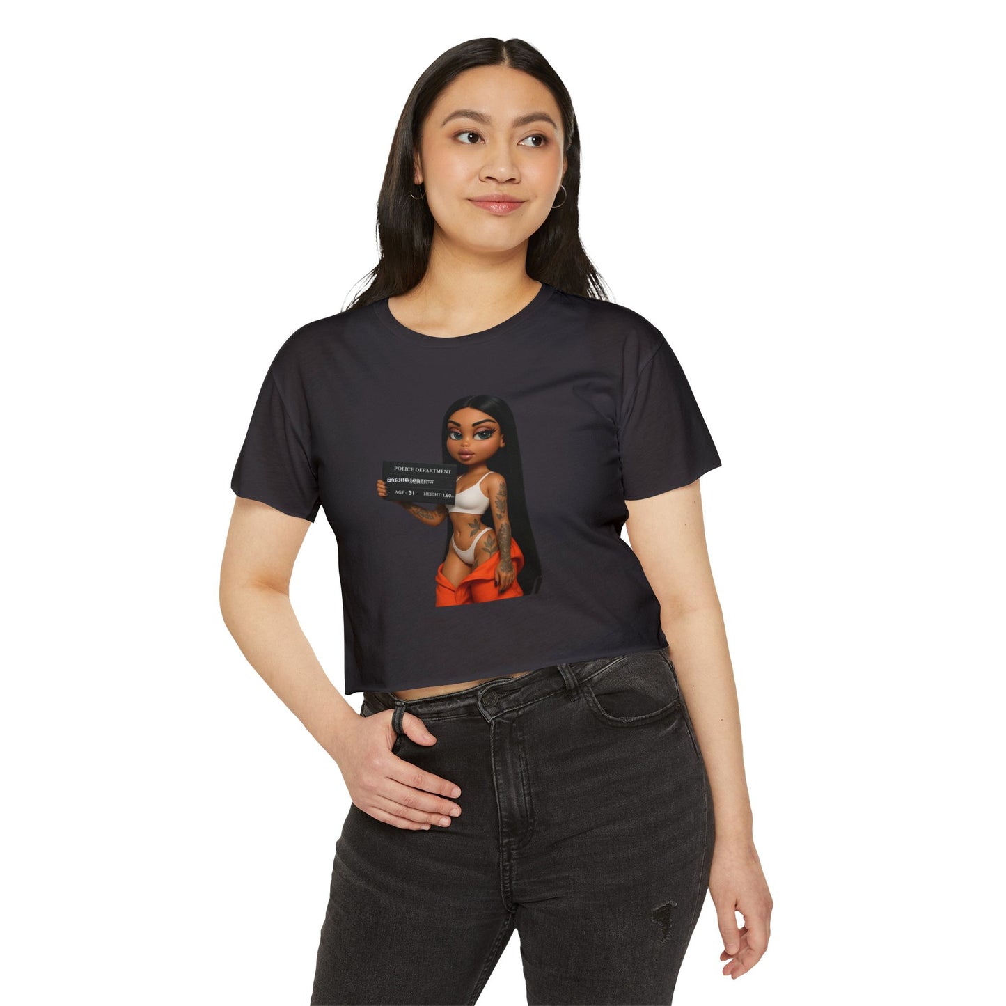 Women’s Festival Crop Top with Playful Graphic | Bohemian Style, Summer Essential, Music Festival Outfit, Casual Wear, Trendy Tee
