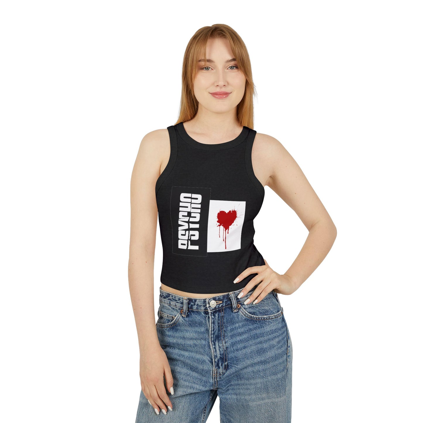 Psycho Heart Women's Crop Tank, Edgy Fashion Top, Summer Outfit, Festival Wear, Grunge Style