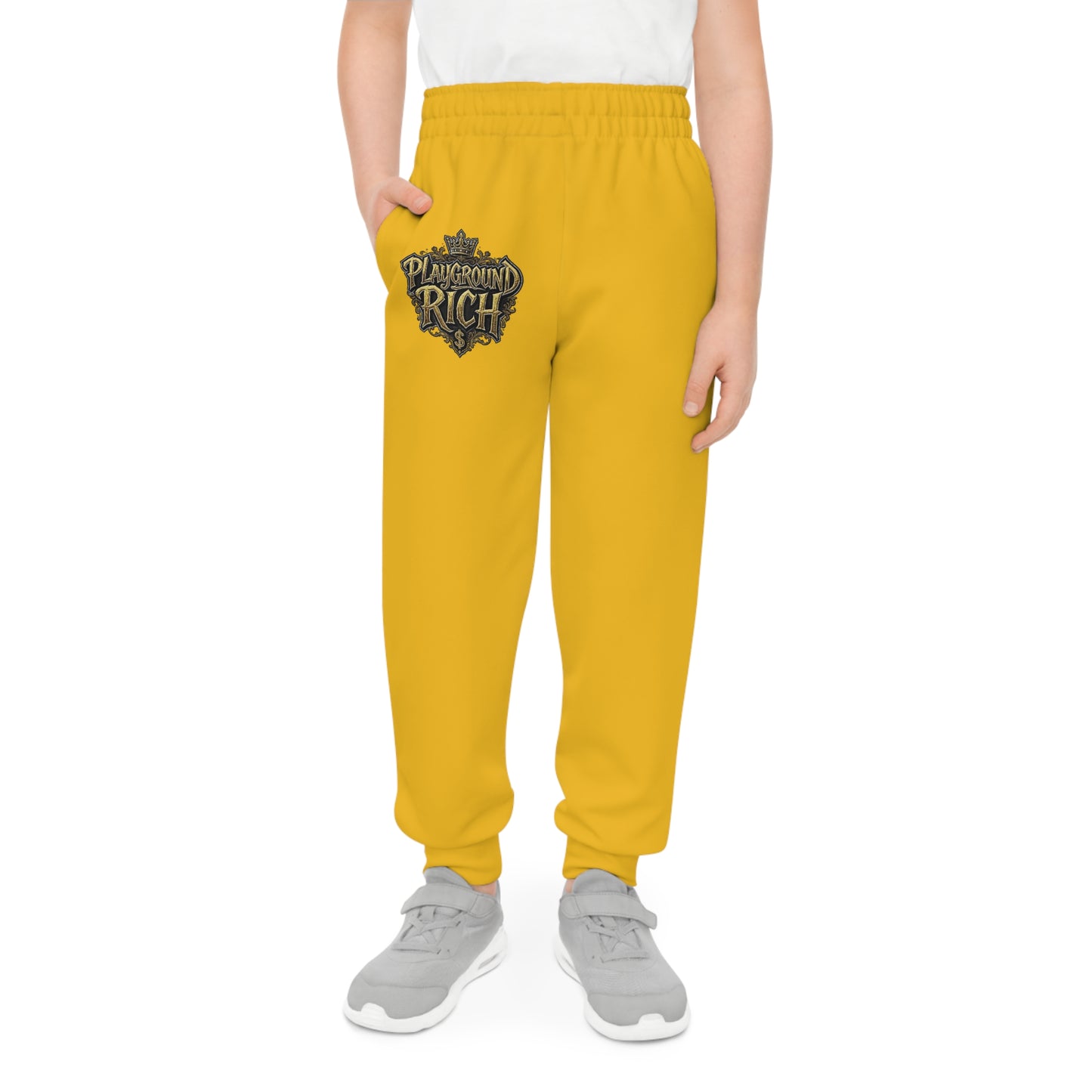 Youth Joggers with Stylish Print, Trendy Yellow Joggers for Kids, Comfort Wear for Active Youth, Perfect for School and Play