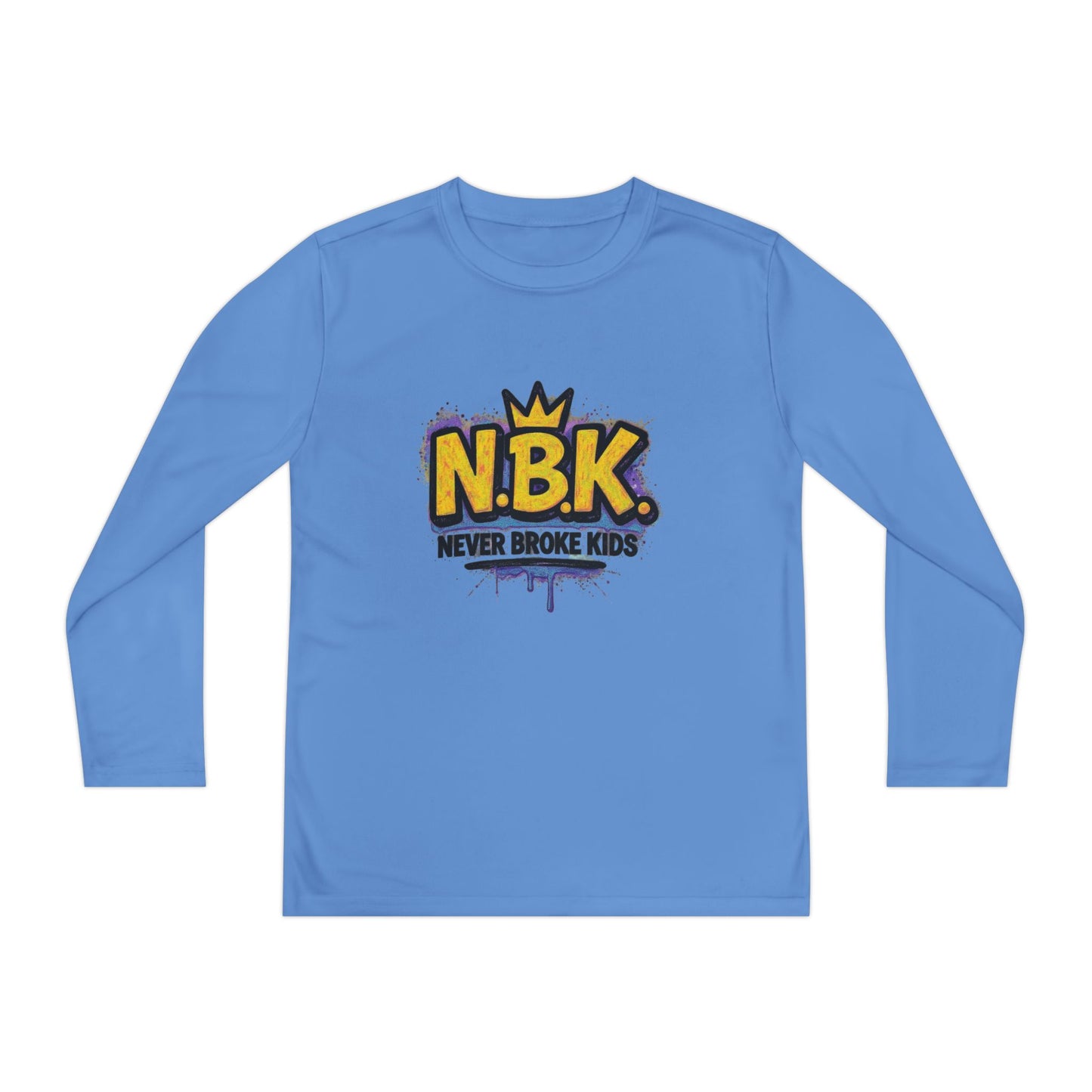 Youth Long Sleeve Tee - NBK Never Broke Kids, Cool Graphic Top for Kids, Growing Up, Birthday Gift, Casual Wear, Trendy Fashion