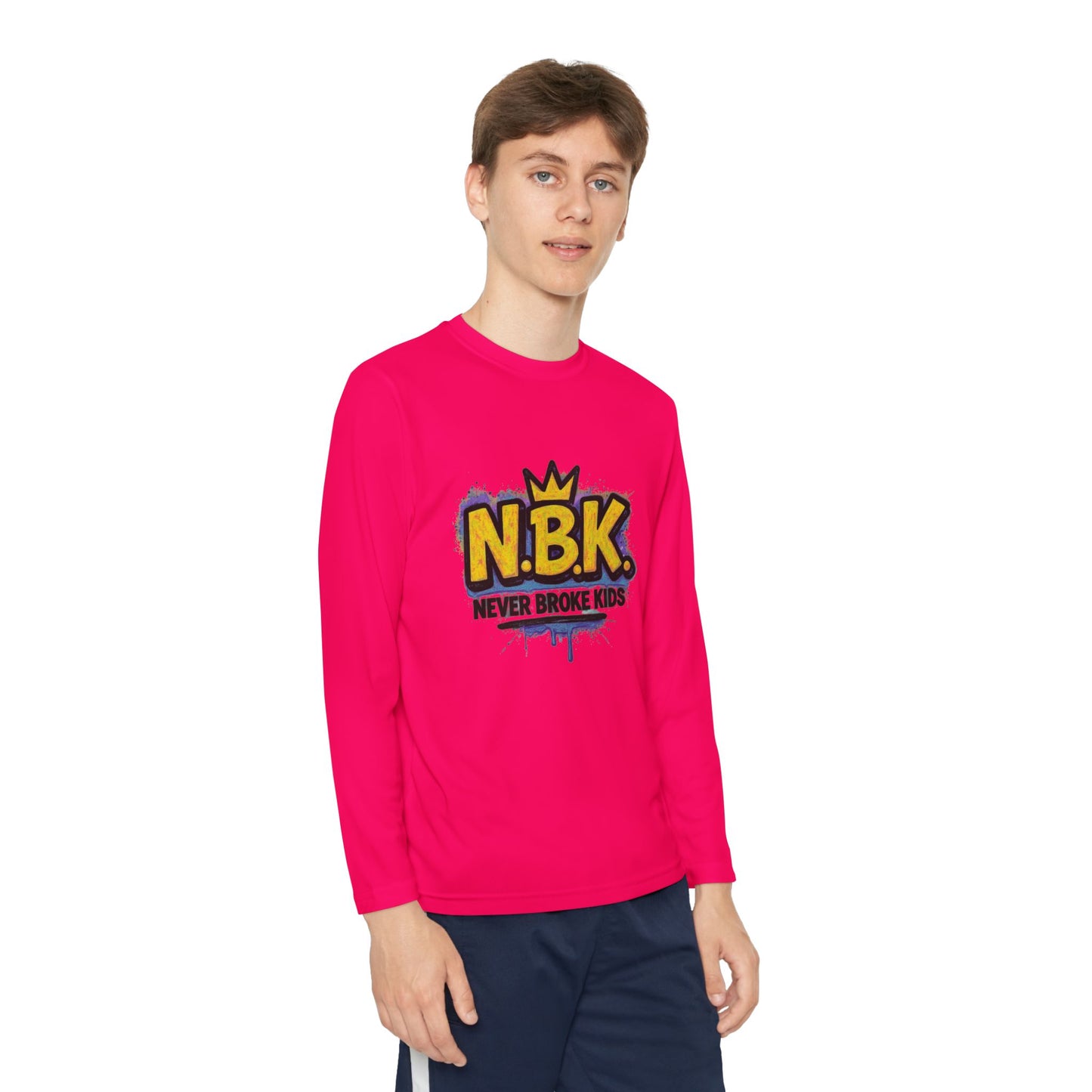 Youth Long Sleeve Tee - NBK Never Broke Kids, Cool Graphic Top for Kids, Growing Up, Birthday Gift, Casual Wear, Trendy Fashion