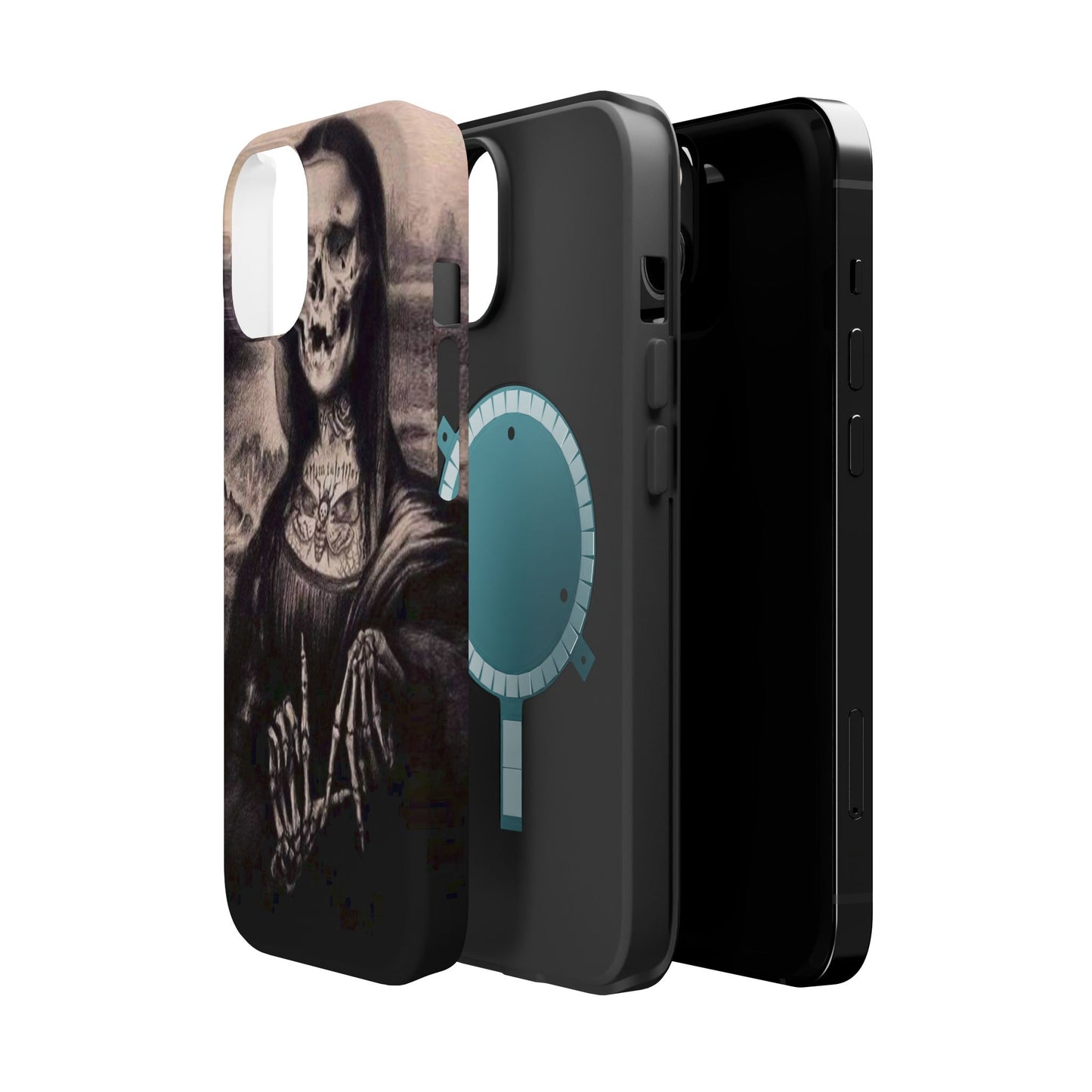 Gothic Art Phone Case, Skeleton Design, Impact-Resistant Cover, Unique Gift, Halloween Accessory, Edgy Tech Gear