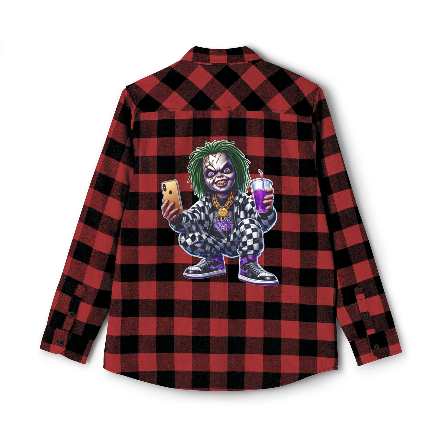 Chic Unisex Flannel Shirt with Graphic Design, Casual Wear, Perfect for Fall, Streetwear Fashion, Halloween & Everyday Style