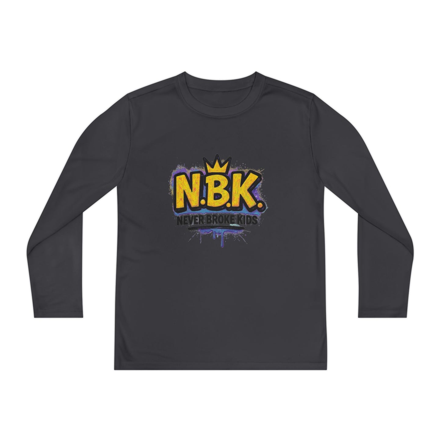 Youth Long Sleeve Tee - NBK Never Broke Kids, Cool Graphic Top for Kids, Growing Up, Birthday Gift, Casual Wear, Trendy Fashion