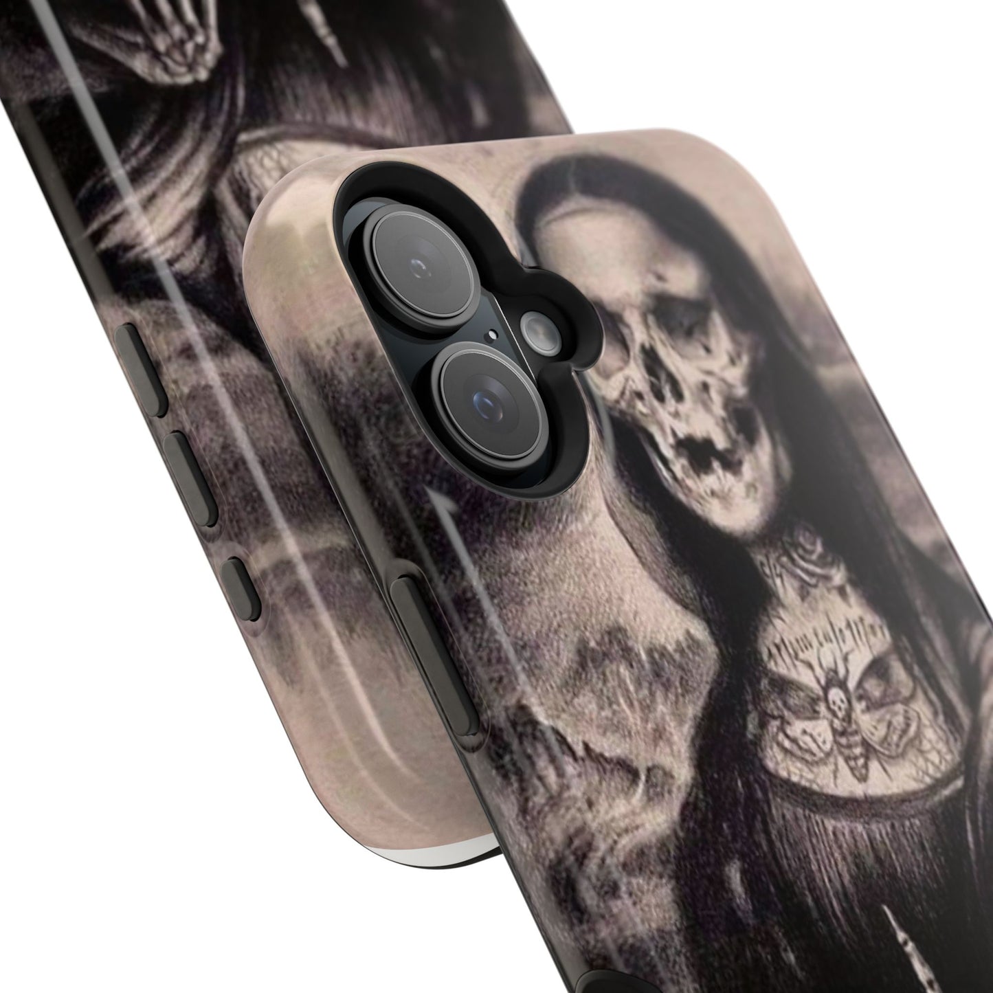 Gothic Art Phone Case, Skeleton Design, Impact-Resistant Cover, Unique Gift, Halloween Accessory, Edgy Tech Gear