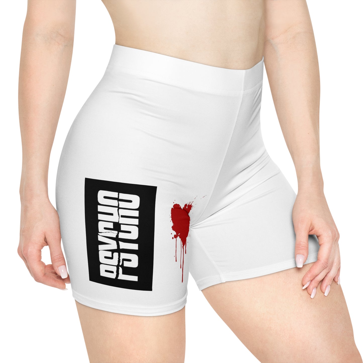 Psycho Heart Women's Biker Shorts, Workout Gear, Athletic Apparel, Casual Loungewear, Festival Outfit, Gift for Her