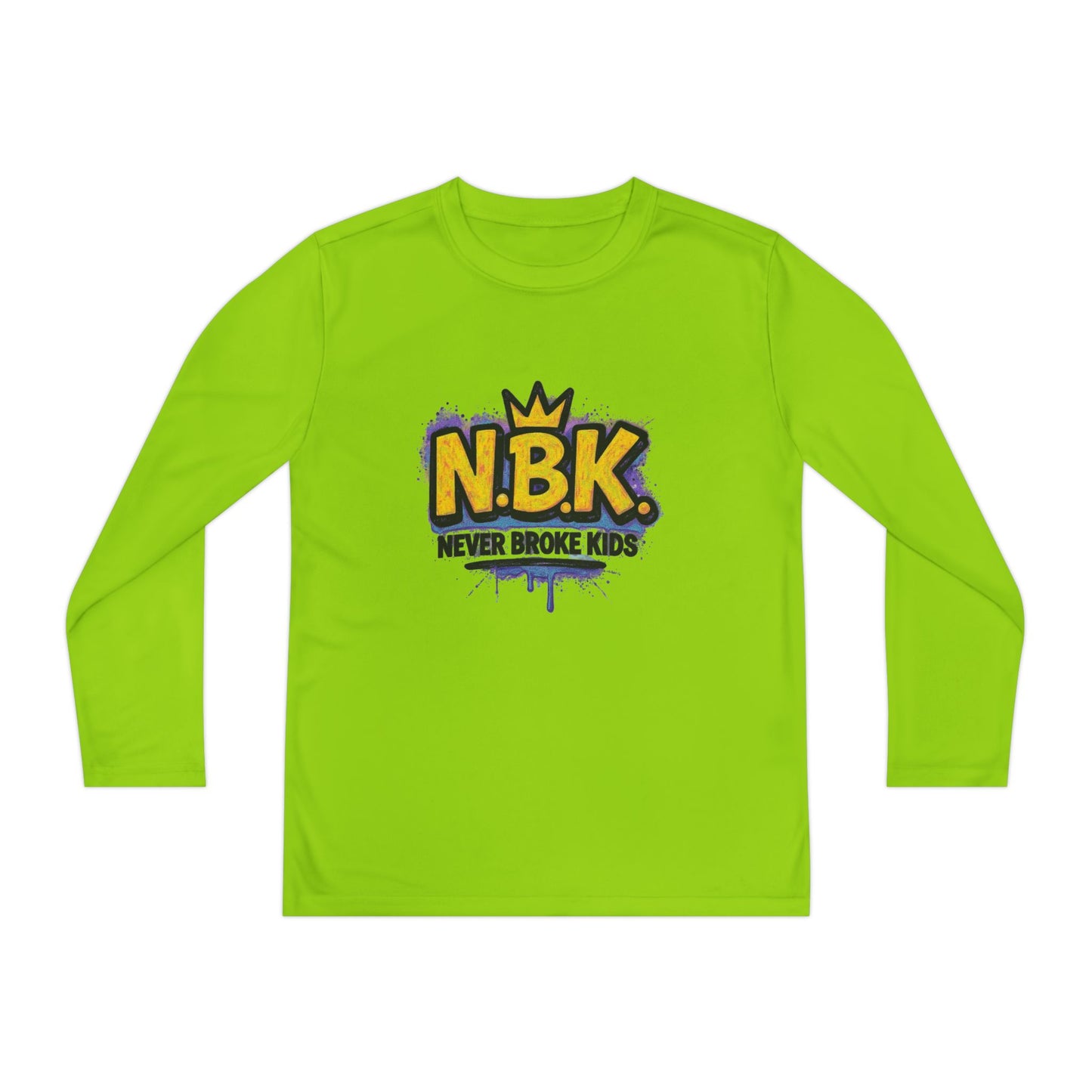 Youth Long Sleeve Tee - NBK Never Broke Kids, Cool Graphic Top for Kids, Growing Up, Birthday Gift, Casual Wear, Trendy Fashion