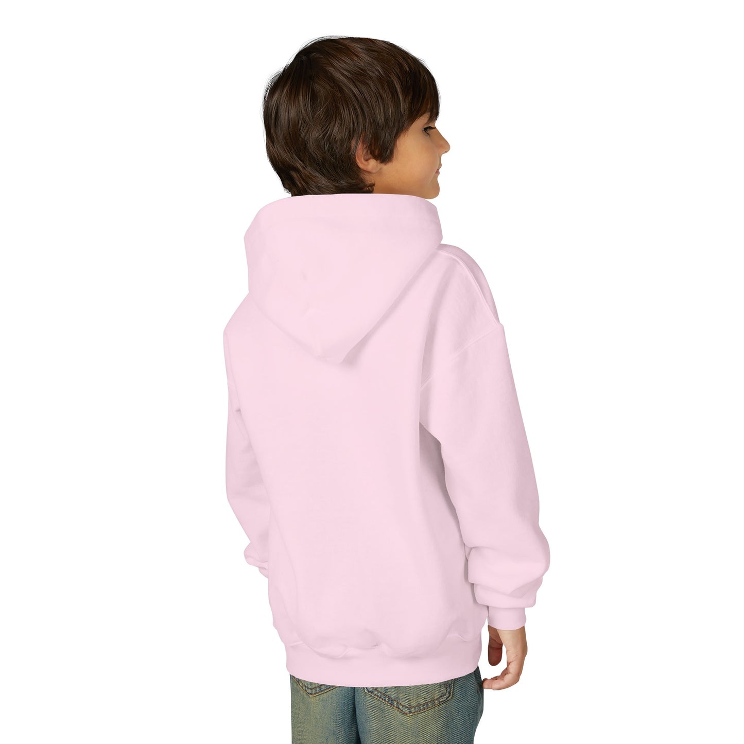 Youth Hooded Sweatshirt with Heart Design, Cozy Pullover, Trendy Sweatshirt, Gift for Teens, Casual Wear, Fashion Hoodie