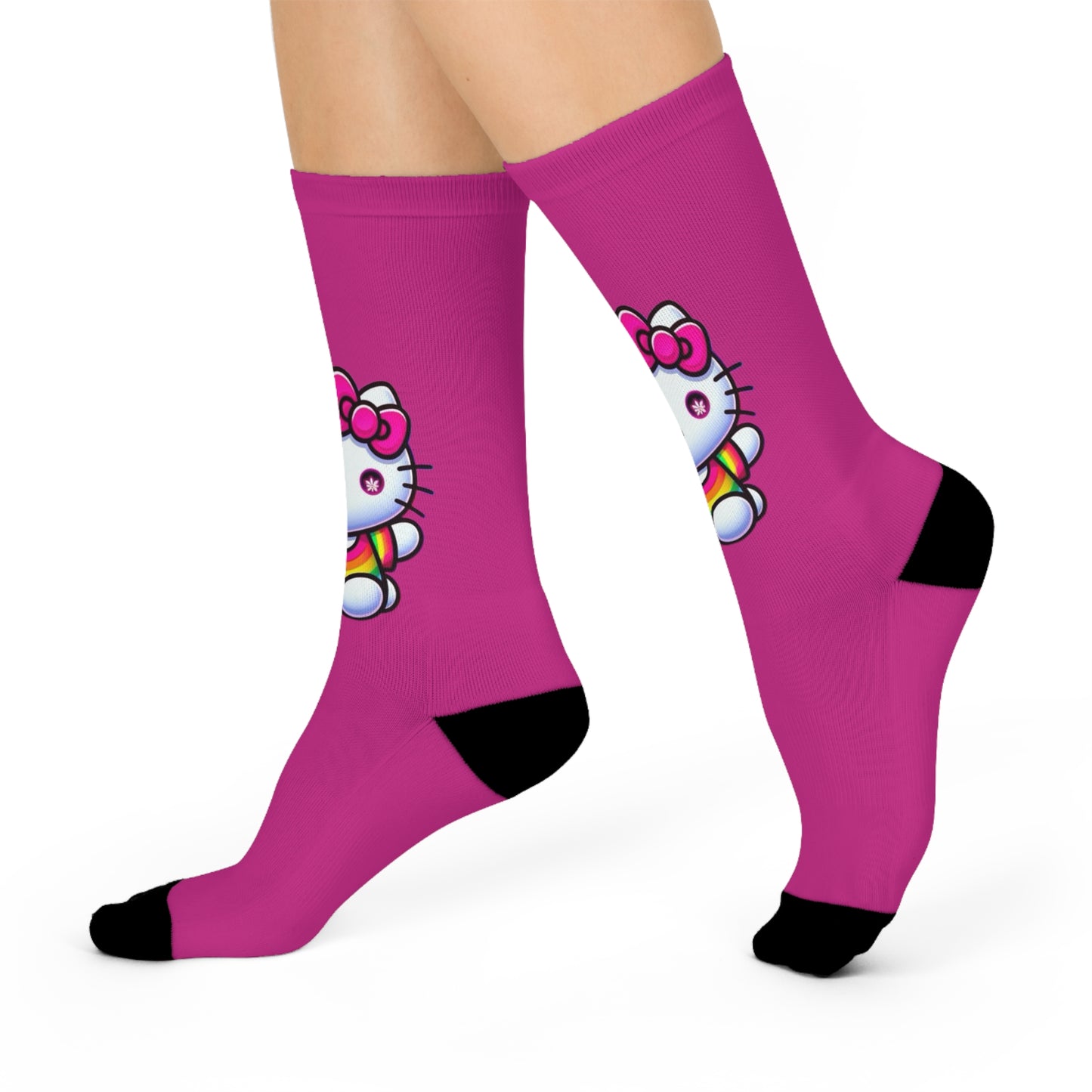 "SMOKING KITTY"Cushioned Crew Socks | Cute & Cozy Socks for Everyday Wear, Gifts, Fun Fashion, Birthday, Anime Lovers