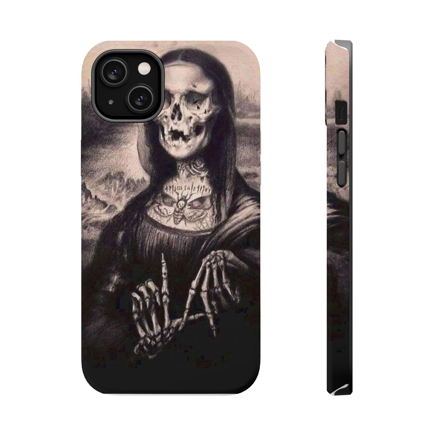 Gothic Art Phone Case, Skeleton Design, Impact-Resistant Cover, Unique Gift, Halloween Accessory, Edgy Tech Gear