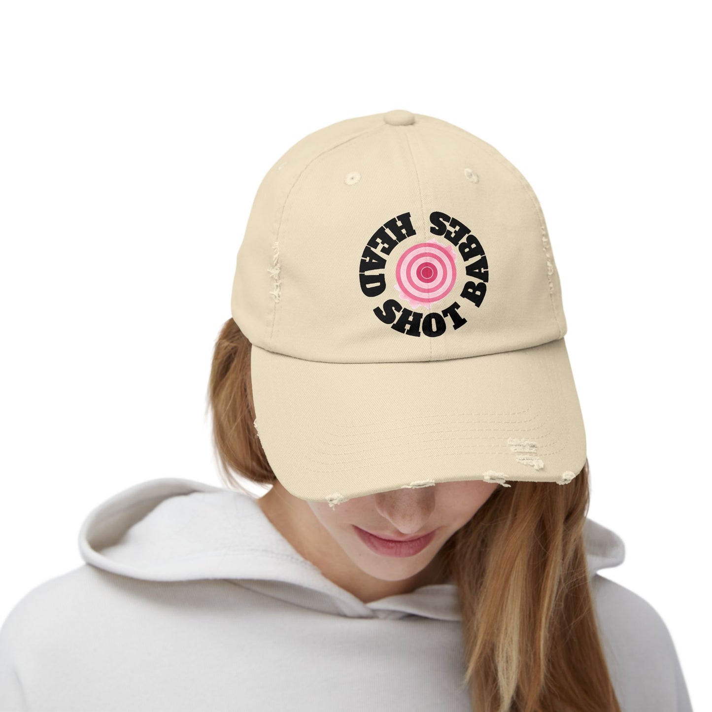 Unisex Distressed Cap with Fun Pink Design, Trendy Baseball Hat for Casual Wear, Ideal for Festivals, Birthdays, Gifts, Street Style