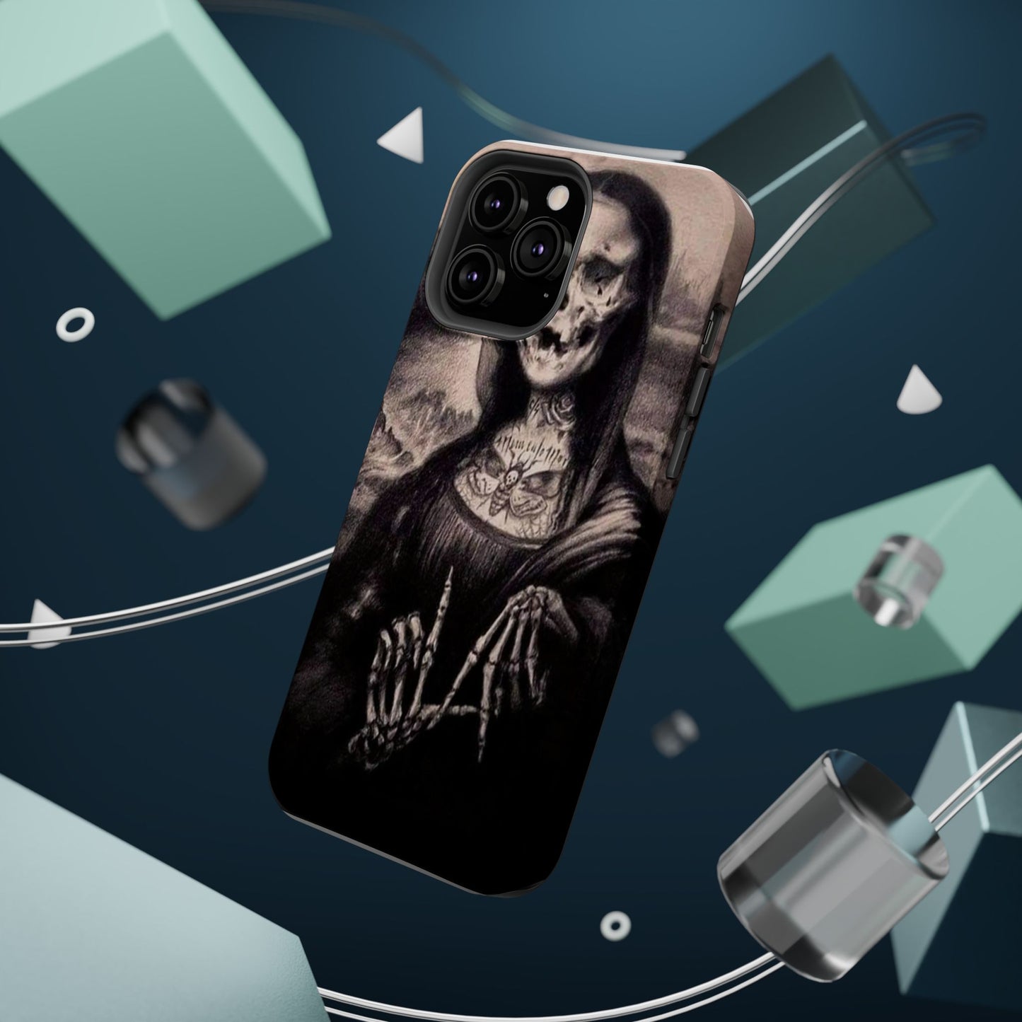 Gothic Art Phone Case, Skeleton Design, Impact-Resistant Cover, Unique Gift, Halloween Accessory, Edgy Tech Gear