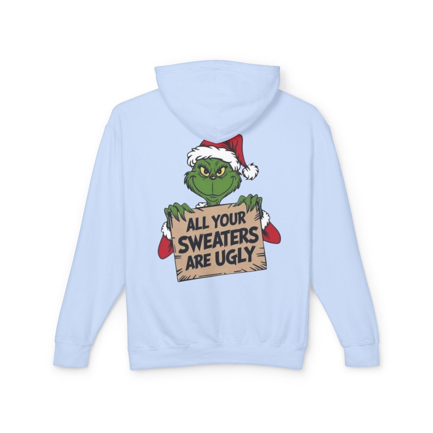 Grinch-Inspired Holiday Hoodie, Cozy Grinch Sweatshirt, Christmas Gift, Ugly Sweater Party Apparel, Unisex Lightweight Hoodie
