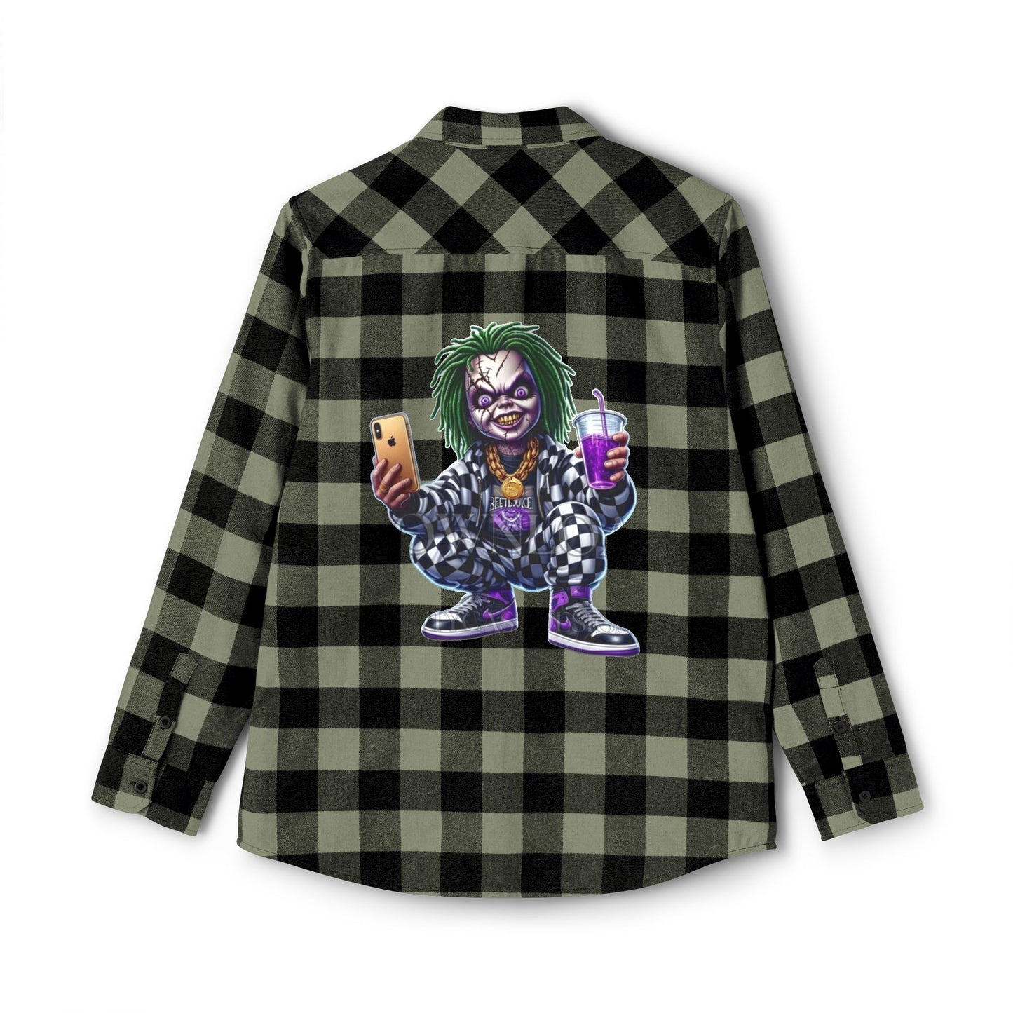 Chic Unisex Flannel Shirt with Graphic Design, Casual Wear, Perfect for Fall, Streetwear Fashion, Halloween & Everyday Style