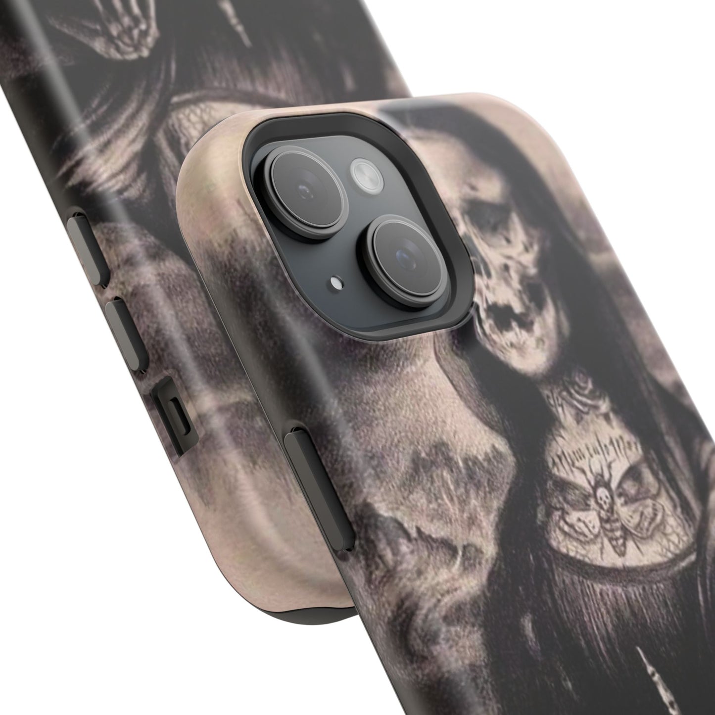 Gothic Art Phone Case, Skeleton Design, Impact-Resistant Cover, Unique Gift, Halloween Accessory, Edgy Tech Gear