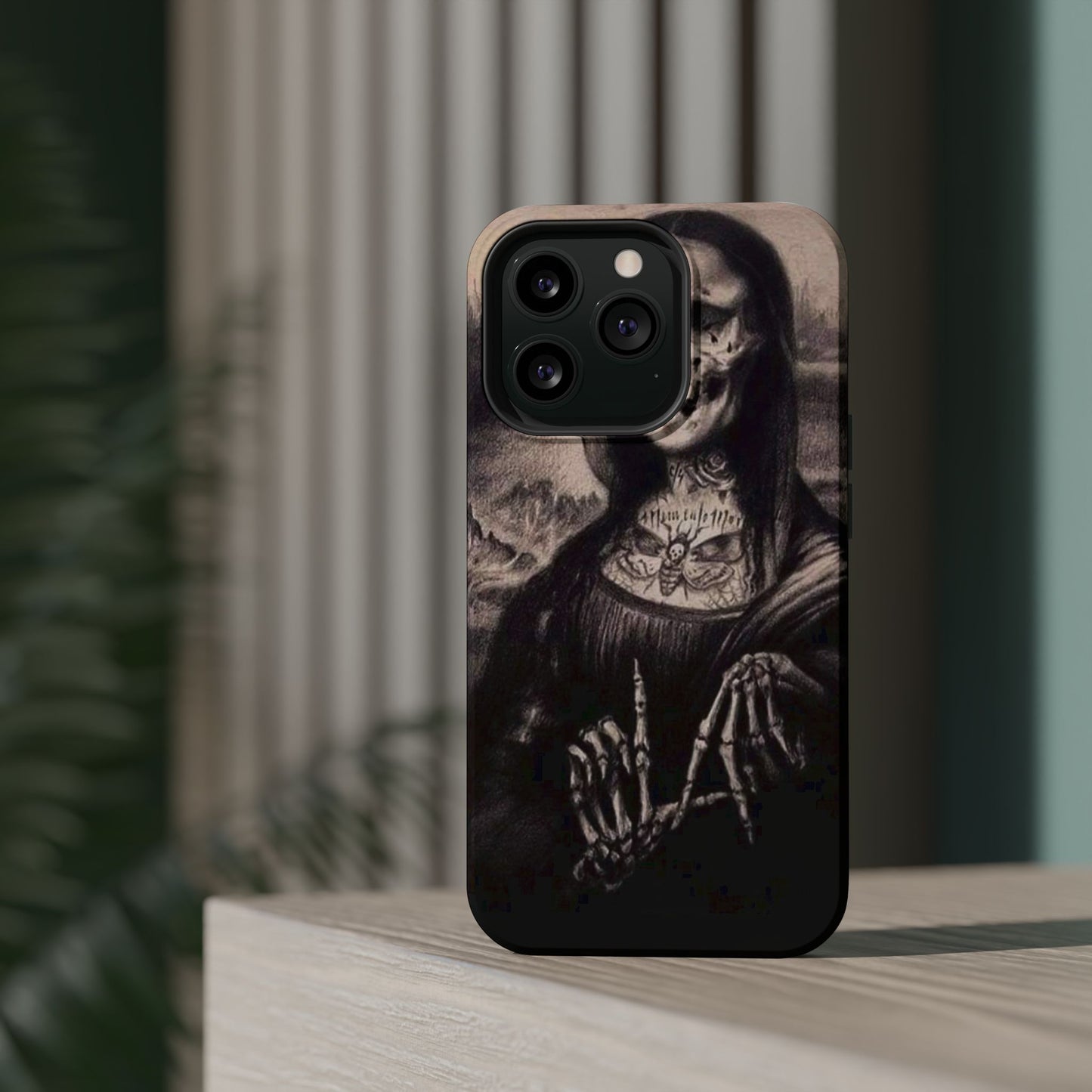 Gothic Art Phone Case, Skeleton Design, Impact-Resistant Cover, Unique Gift, Halloween Accessory, Edgy Tech Gear
