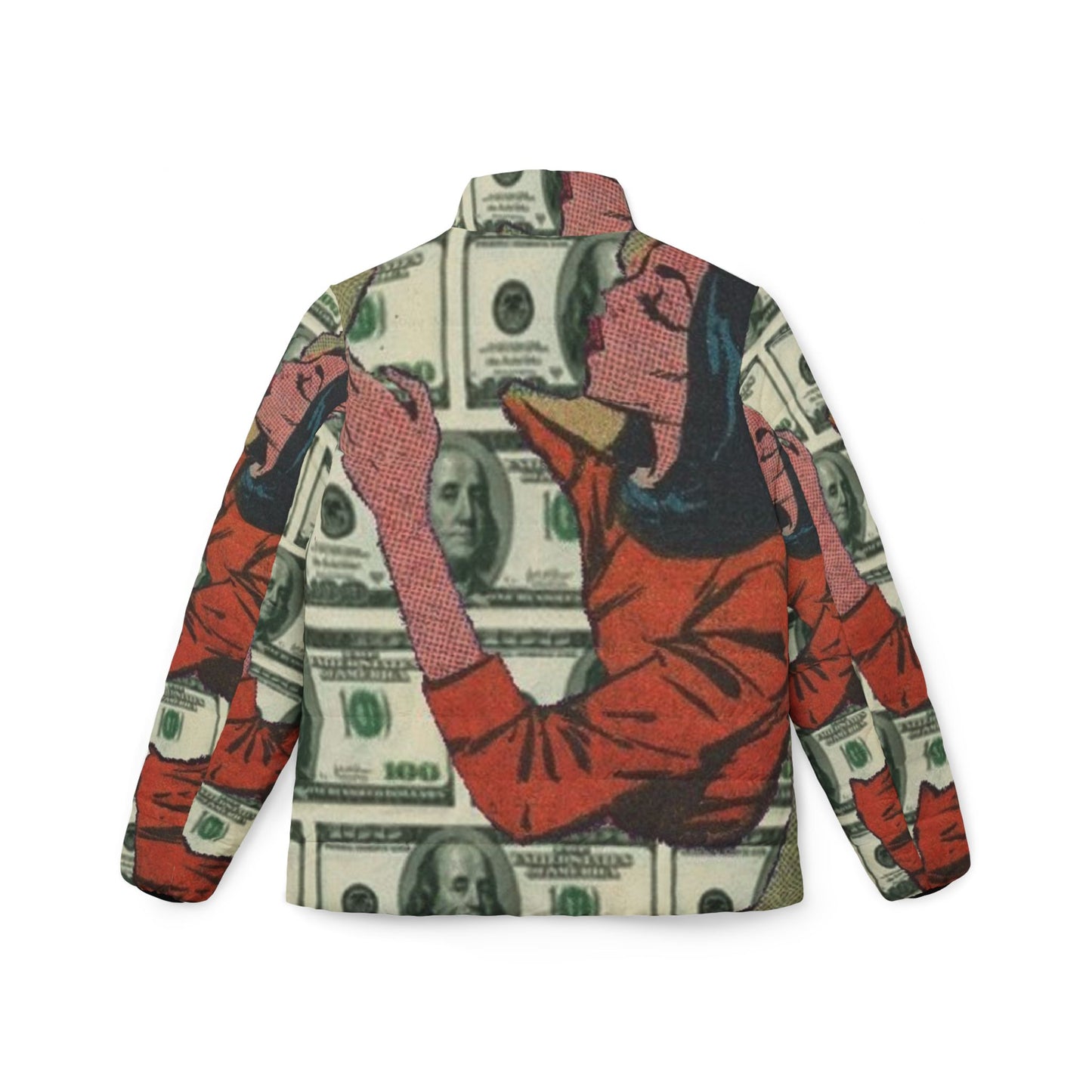 Money Vibes Women's Puffer Jacket, Cozy Fashion, Trendy Winter Wear, Unique Street Style, Gift for Her