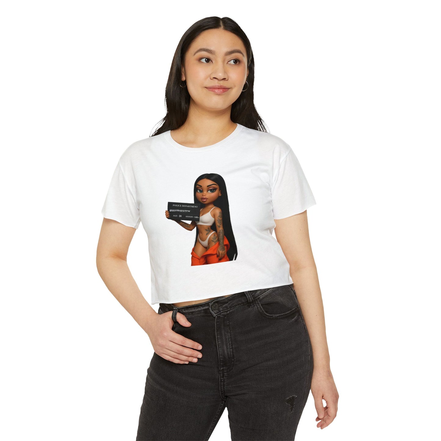 Women’s Festival Crop Top with Playful Graphic | Bohemian Style, Summer Essential, Music Festival Outfit, Casual Wear, Trendy Tee