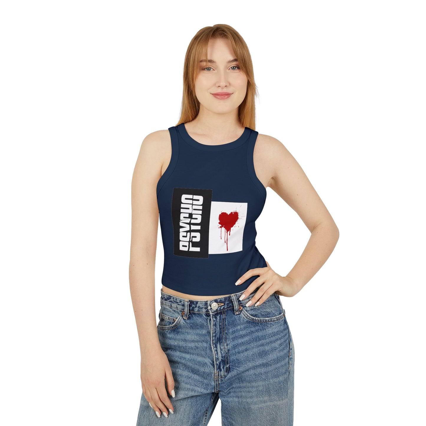 Psycho Heart Women's Crop Tank, Edgy Fashion Top, Summer Outfit, Festival Wear, Grunge Style