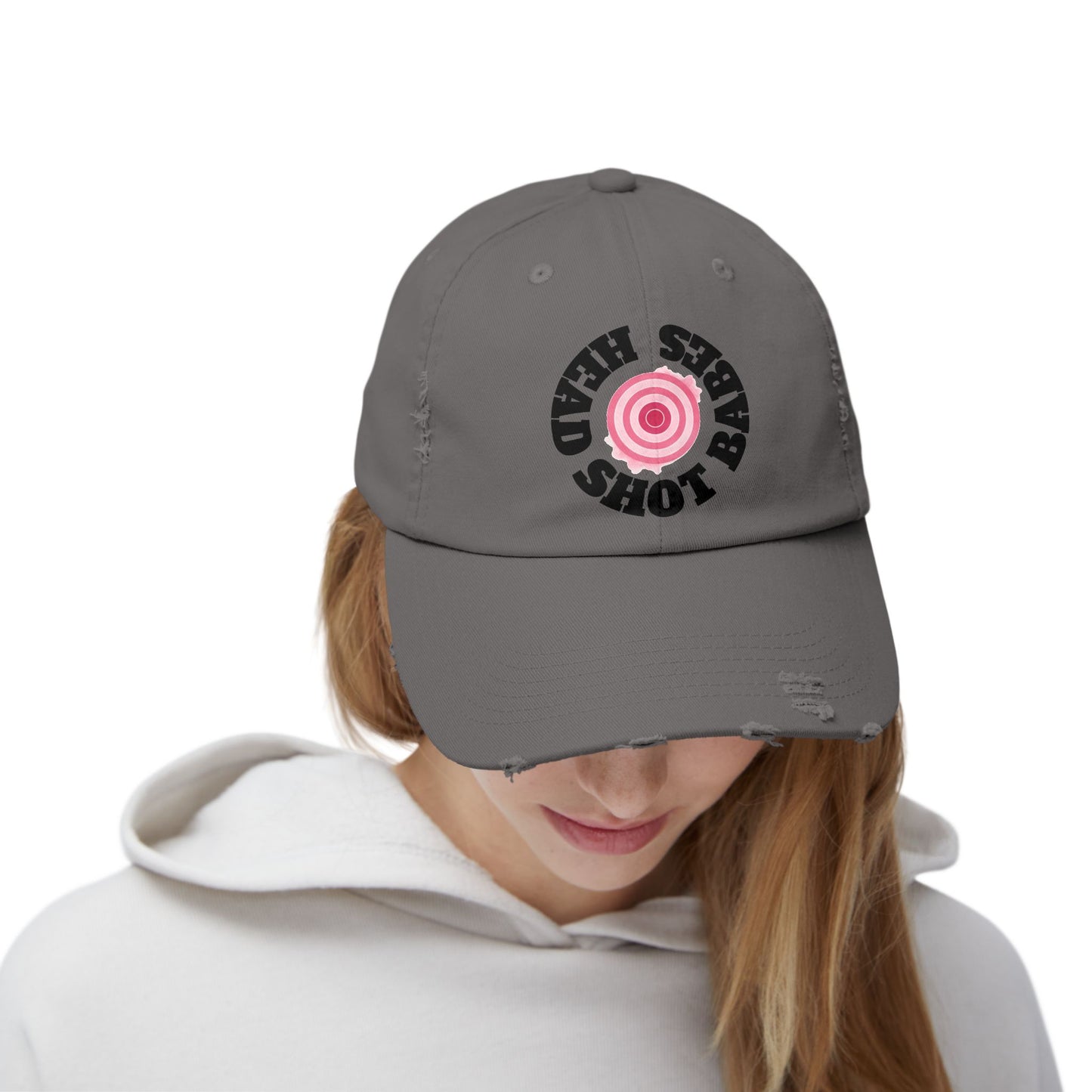 Unisex Distressed Cap with Fun Pink Design, Trendy Baseball Hat for Casual Wear, Ideal for Festivals, Birthdays, Gifts, Street Style
