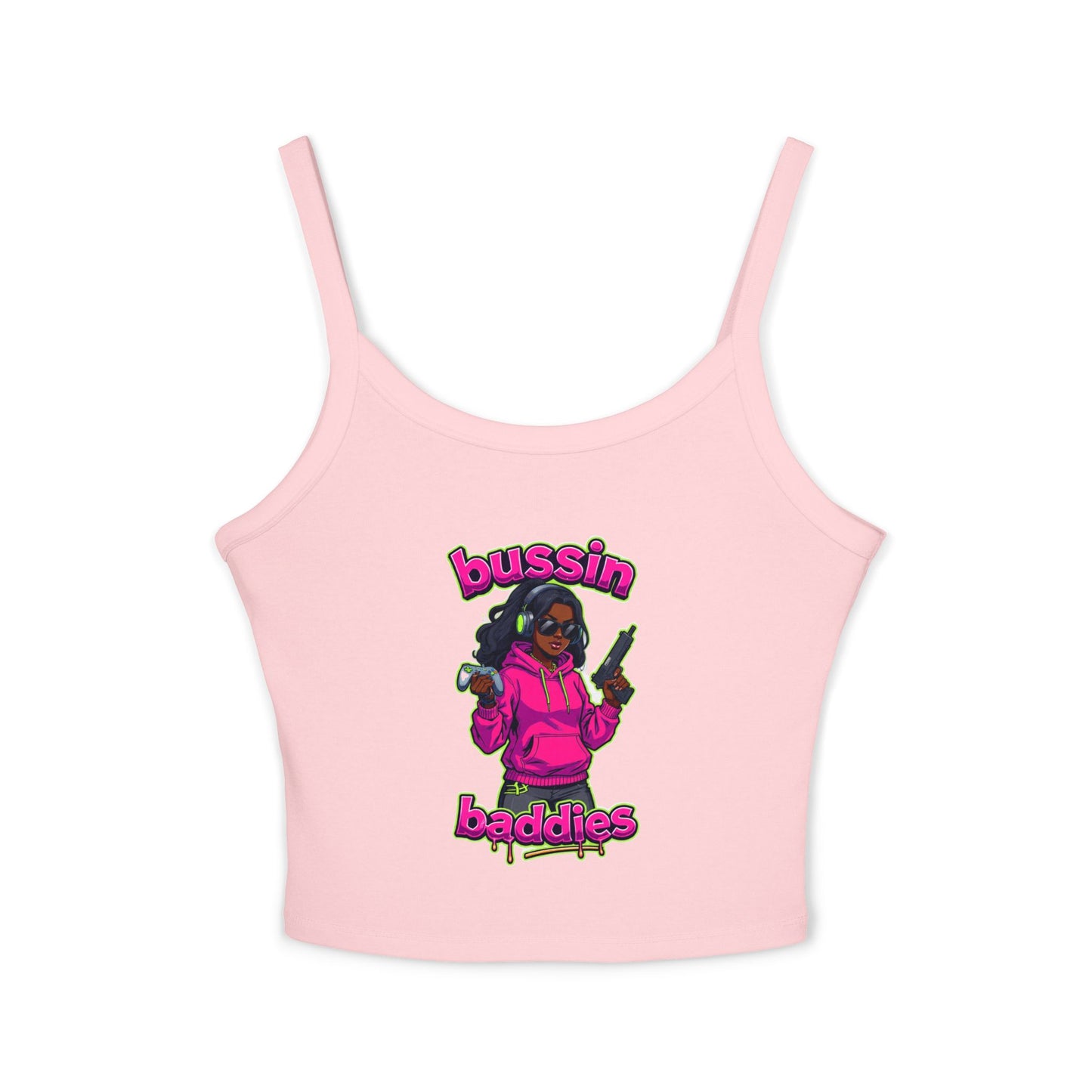 Bussin' Baddies Tank Top - Women's Spaghetti Strap, Trendy Summer Wear, Casual Outfit, Colorful Graphic Tee, Festival Fashion