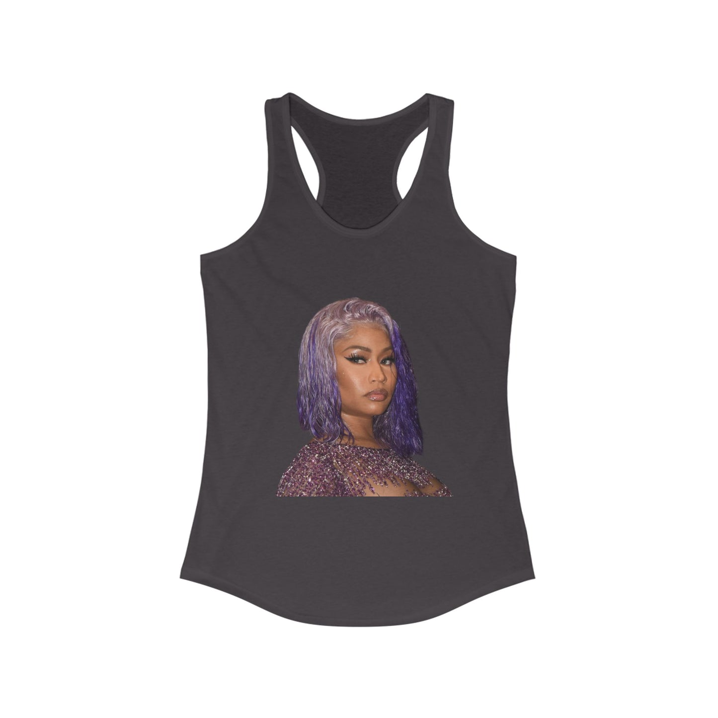 Female rap star. Stylish Women's Racerback Tank Top with Trendy Design, Summer Apparel, Festival Wear, Casual Summer Outfit, Gift Idea