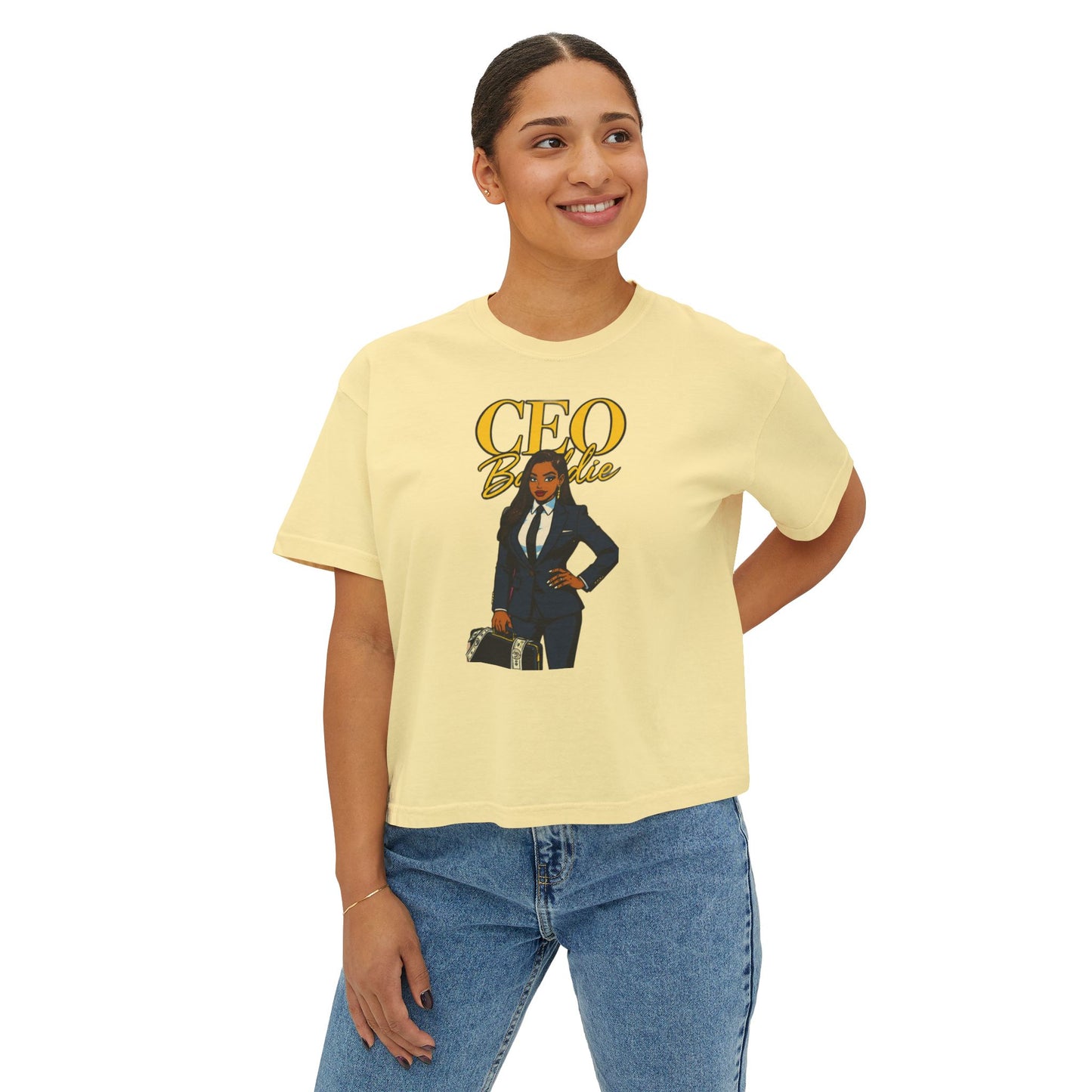 Empowered CEO Women's Boxy Tee, Casual Outfit, Gift for Graduates, Entrepreneur Shirt, Business Apparel, Motivational Top