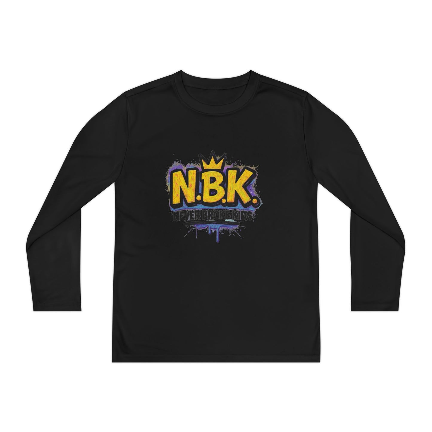 Youth Long Sleeve Tee - NBK Never Broke Kids, Cool Graphic Top for Kids, Growing Up, Birthday Gift, Casual Wear, Trendy Fashion