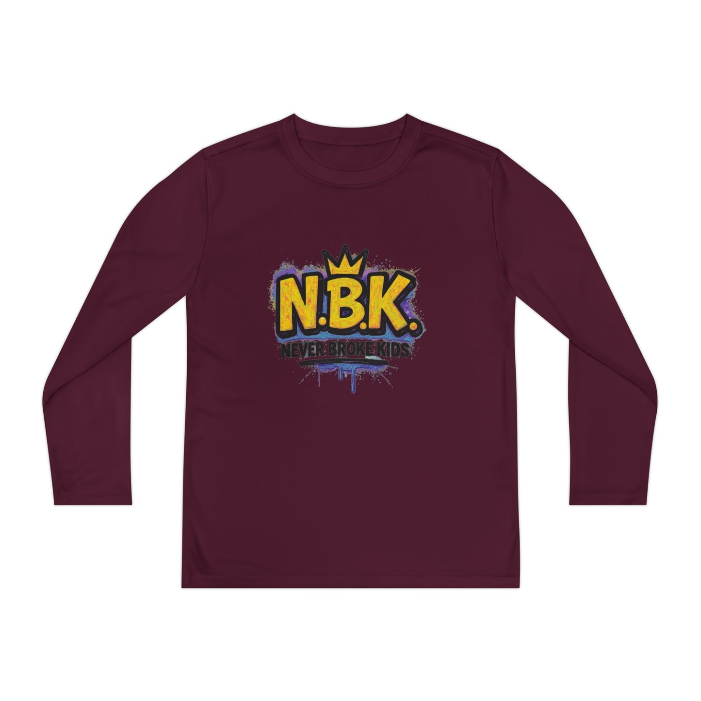 Youth Long Sleeve Tee - NBK Never Broke Kids, Cool Graphic Top for Kids, Growing Up, Birthday Gift, Casual Wear, Trendy Fashion