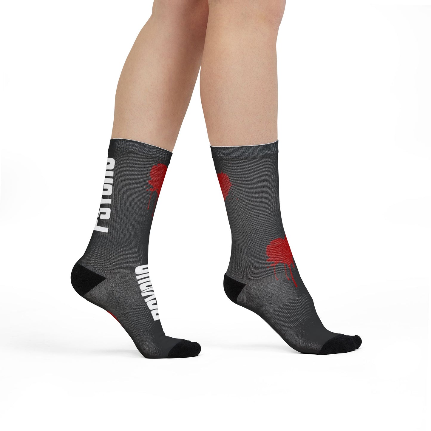 Psycho Heart Crew Socks - Edgy Fashion for Statement Wear, Unique Gift for Halloween, Alternative Style, Streetwear Accessory