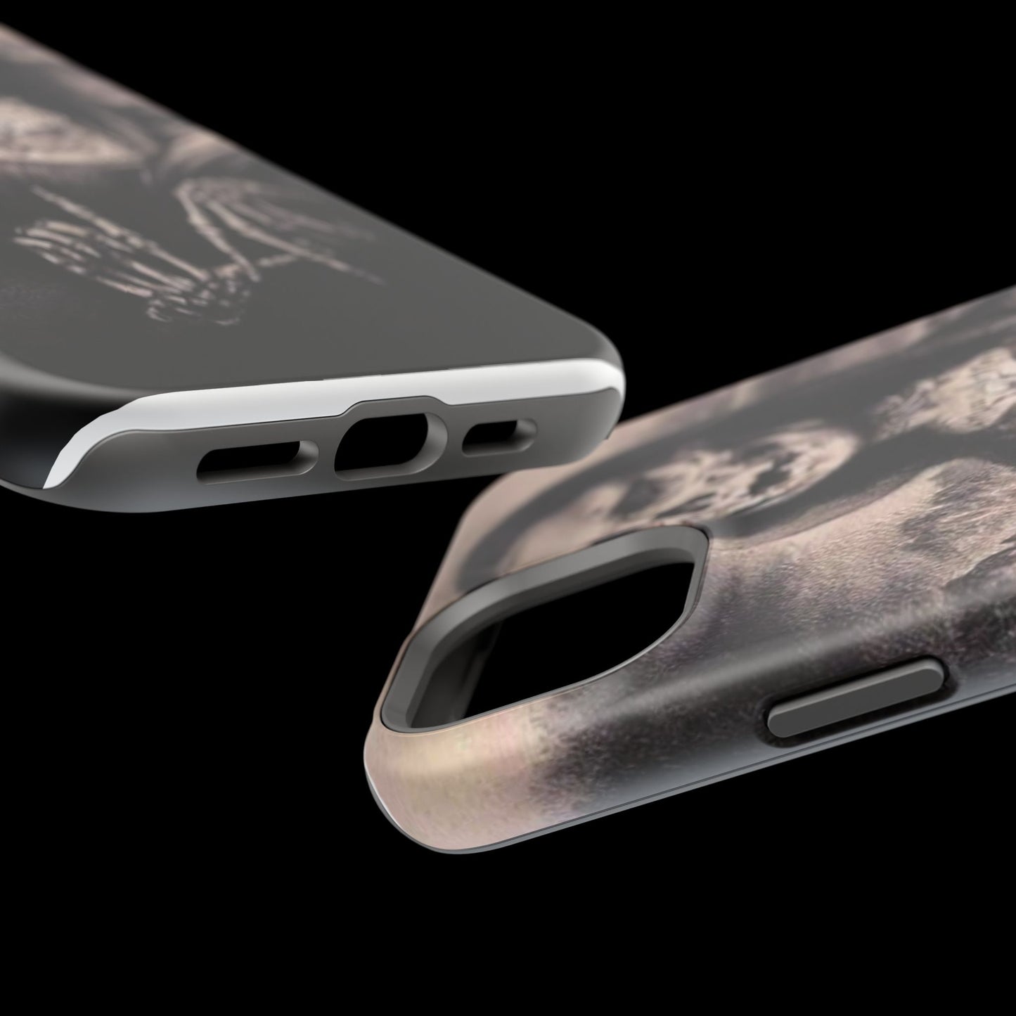 Gothic Art Phone Case, Skeleton Design, Impact-Resistant Cover, Unique Gift, Halloween Accessory, Edgy Tech Gear