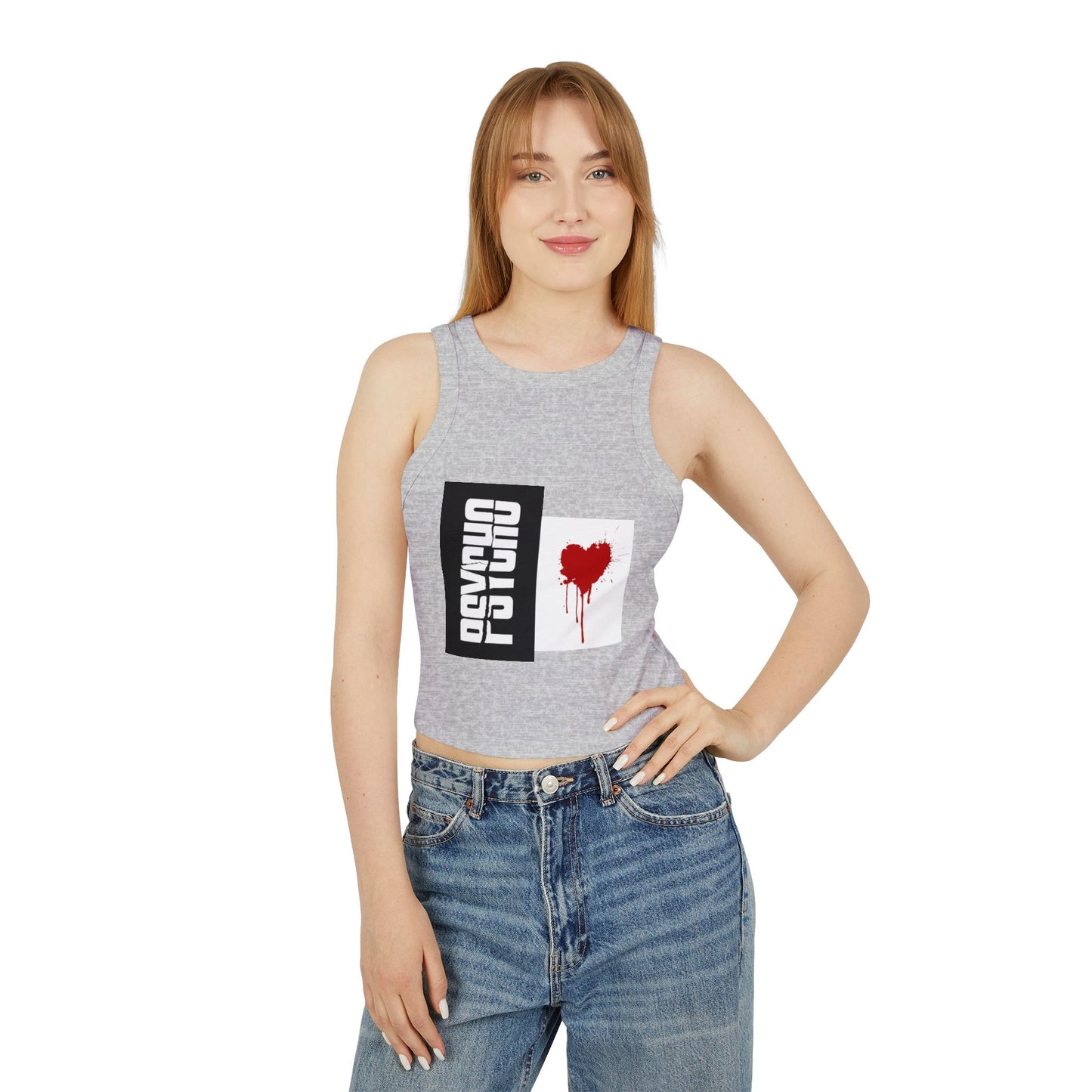 Psycho Heart Women's Crop Tank, Edgy Fashion Top, Summer Outfit, Festival Wear, Grunge Style