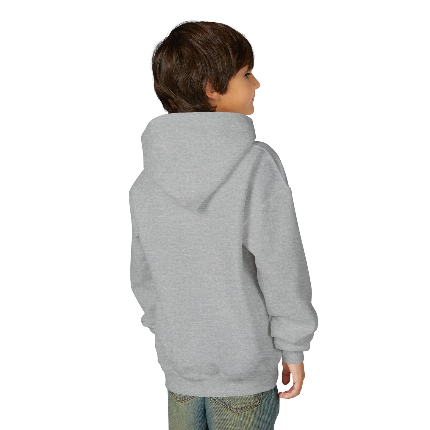 Youth Hooded Sweatshirt with Heart Design, Cozy Pullover, Trendy Sweatshirt, Gift for Teens, Casual Wear, Fashion Hoodie