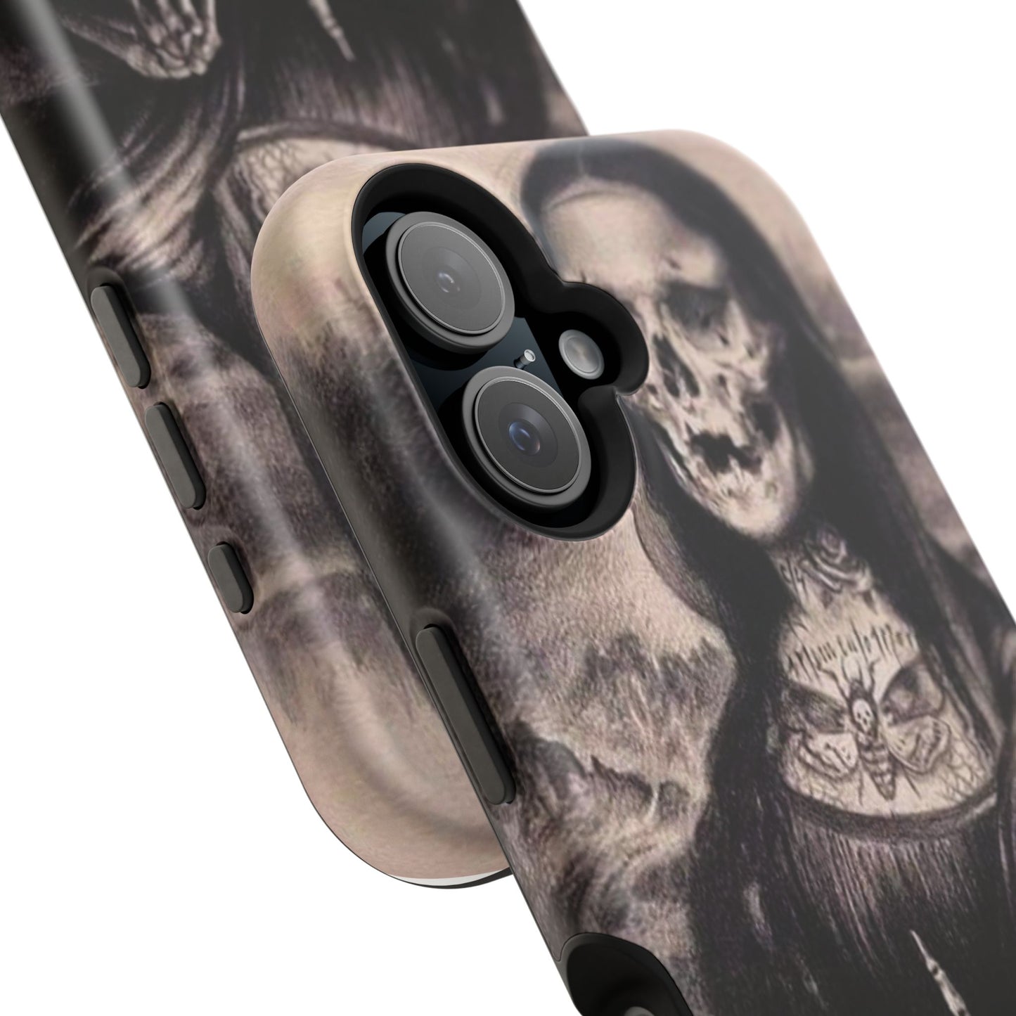 Gothic Art Phone Case, Skeleton Design, Impact-Resistant Cover, Unique Gift, Halloween Accessory, Edgy Tech Gear