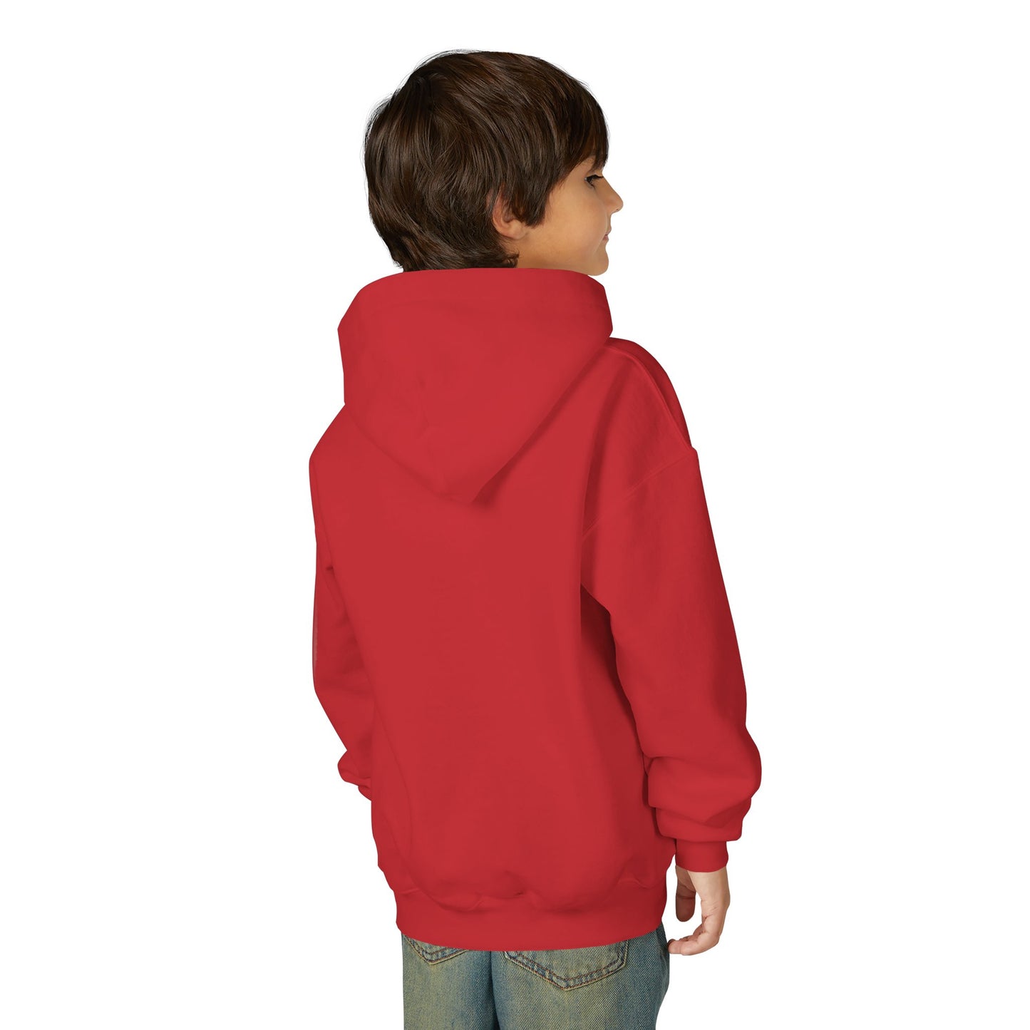 Youth Hooded Sweatshirt with Heart Design, Cozy Pullover, Trendy Sweatshirt, Gift for Teens, Casual Wear, Fashion Hoodie