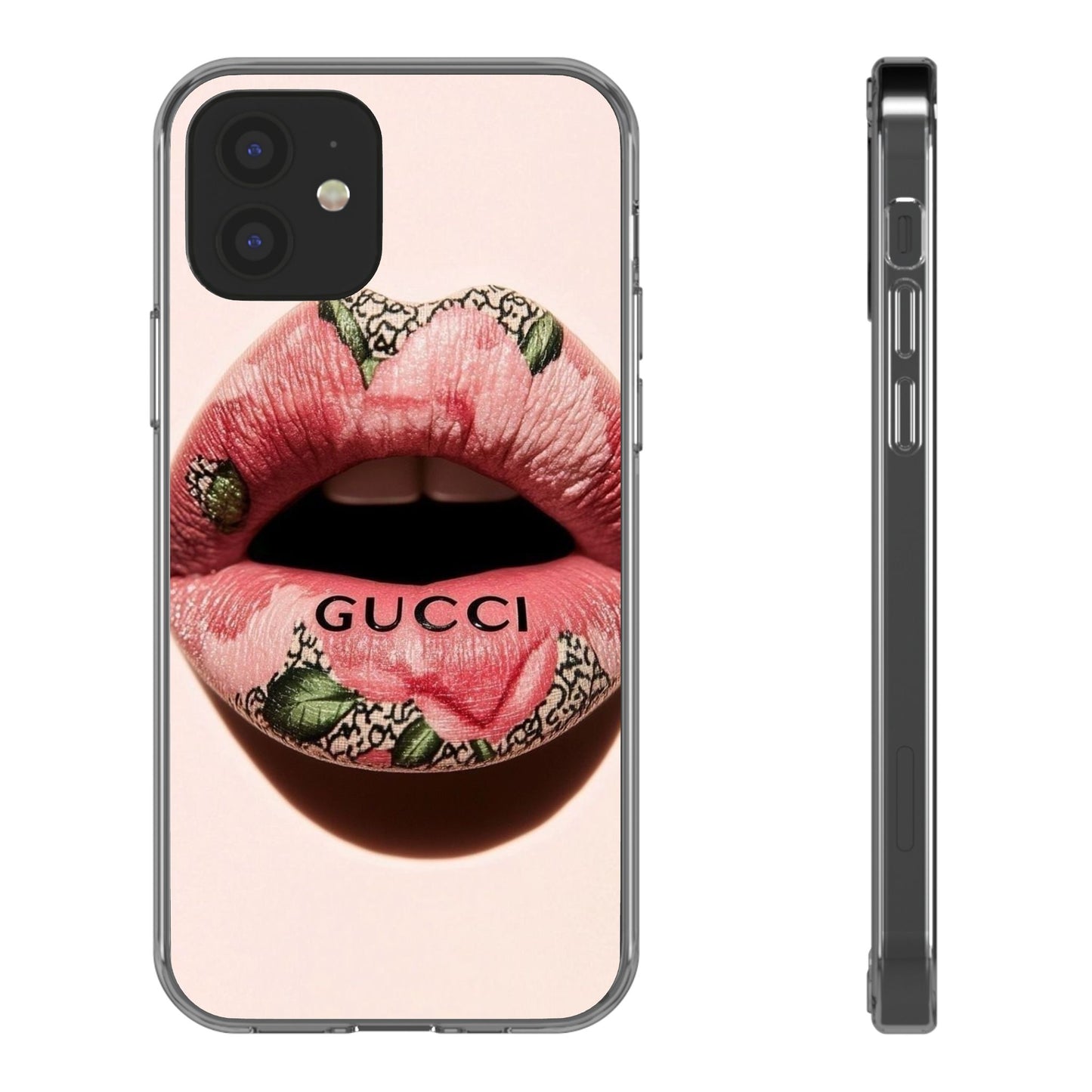 Stylish Clear Phone Case with Floral Lip Design, Trendy Accessory, Fashion Gift, Phone Protection, Vibrant Design