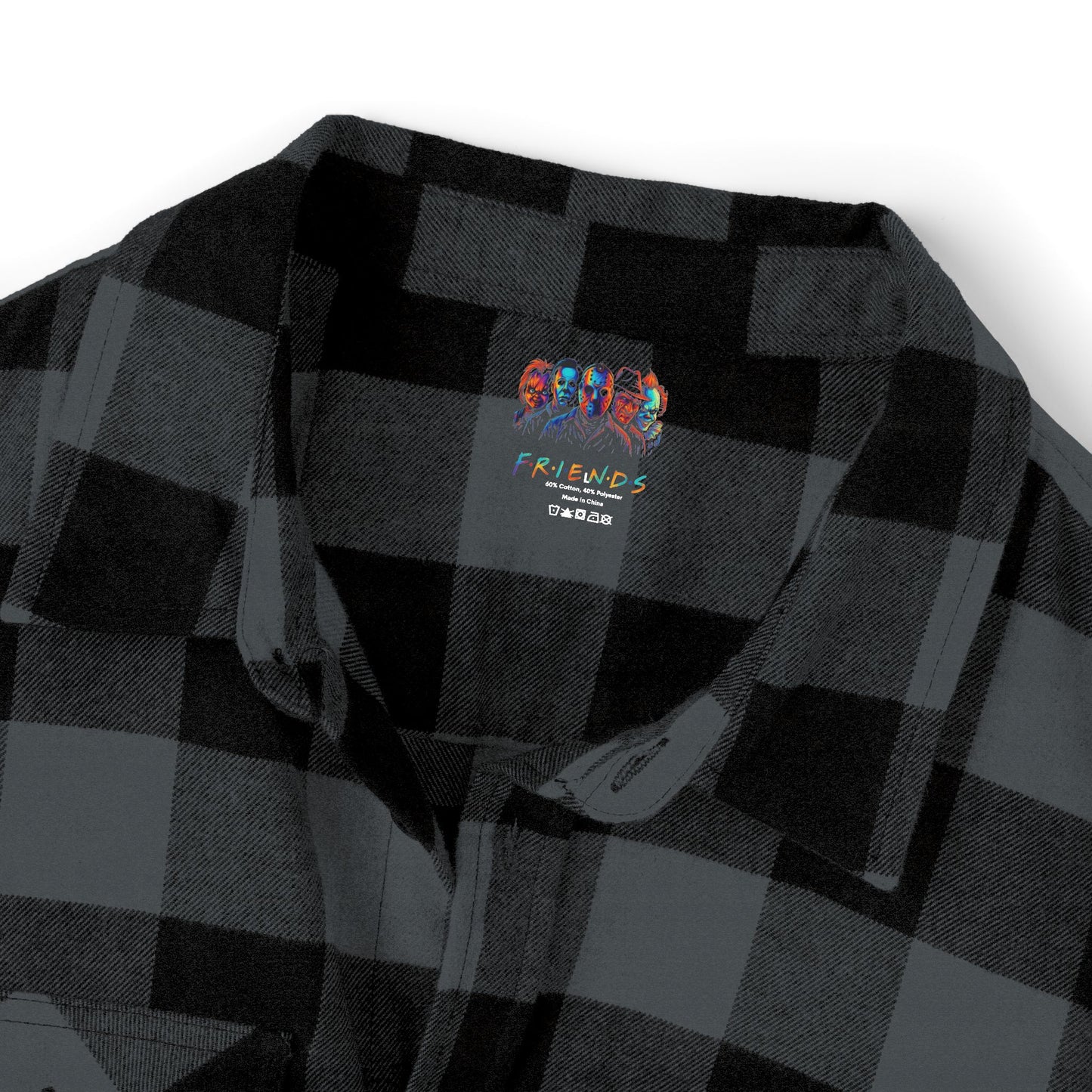 Edgy Graphic Flannel Shirt - Unisex, Perfect for Halloween, Casual Outings, Outdoor Adventures, Gifts for Fans, Trendy Style