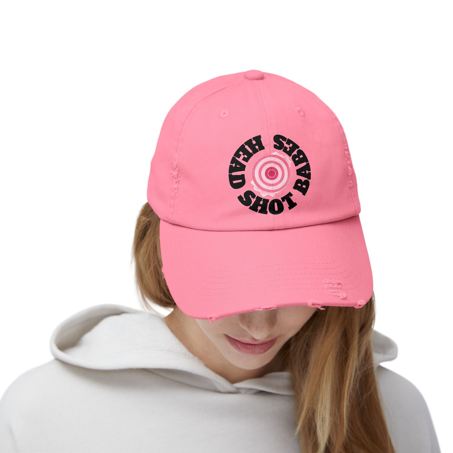 Unisex Distressed Cap with Fun Pink Design, Trendy Baseball Hat for Casual Wear, Ideal for Festivals, Birthdays, Gifts, Street Style