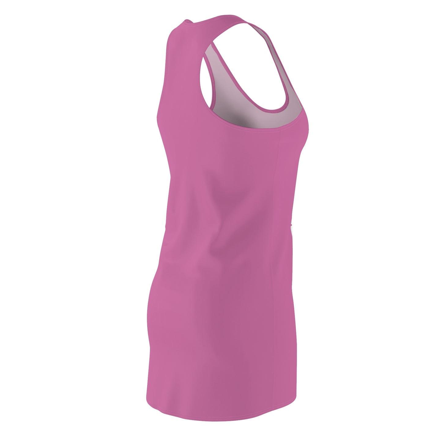 Pink Heart Graphic Racerback Dress - Casual Summer Outfit, Vacation Wear, Birthday Gift, Love Theme, Trendy Activewear