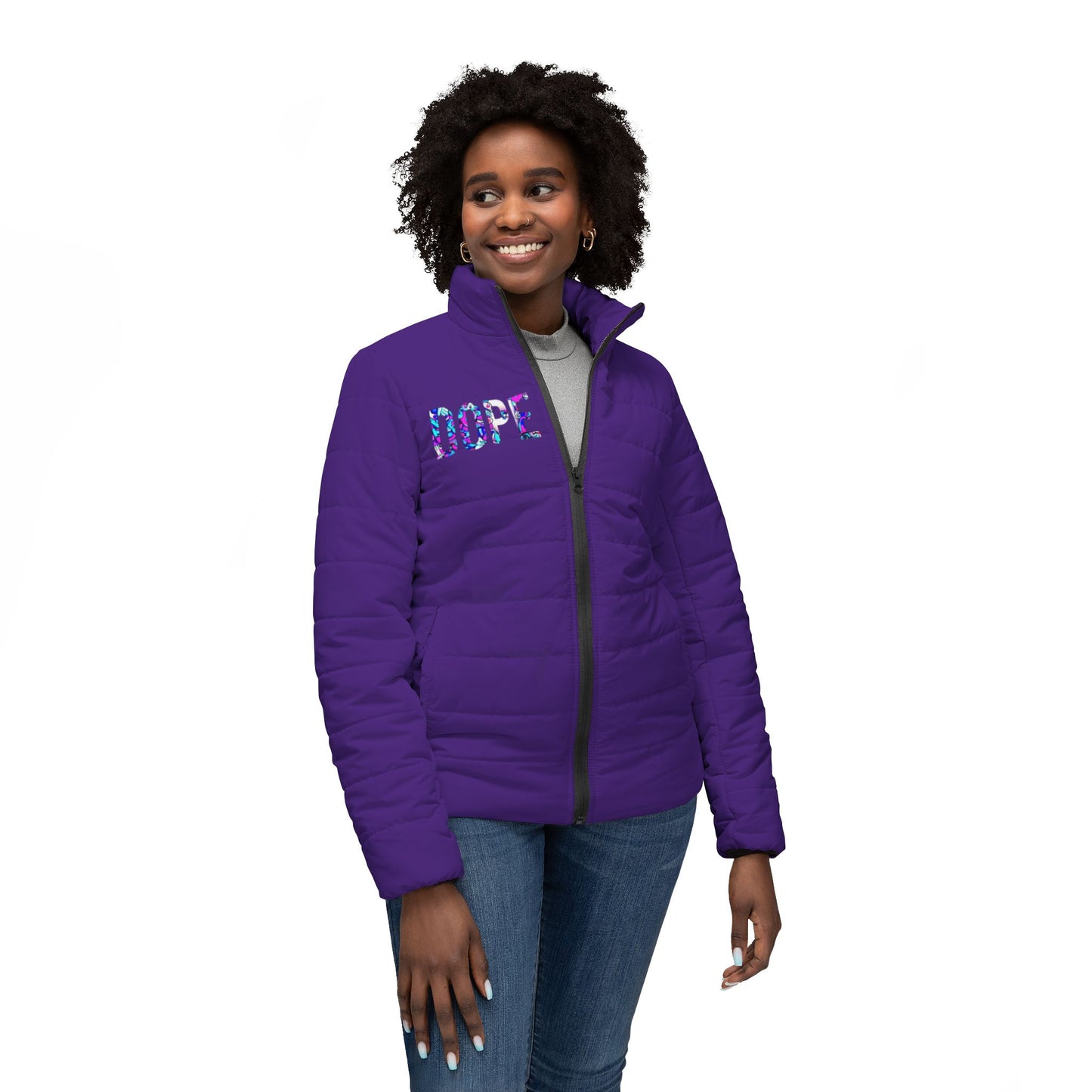 Trendy Women’s Puffer Jacket, Stylish Cold Weather Wear, Fashion Outerwear, Dope Design, Perfect for Winter Activities, Gift Idea