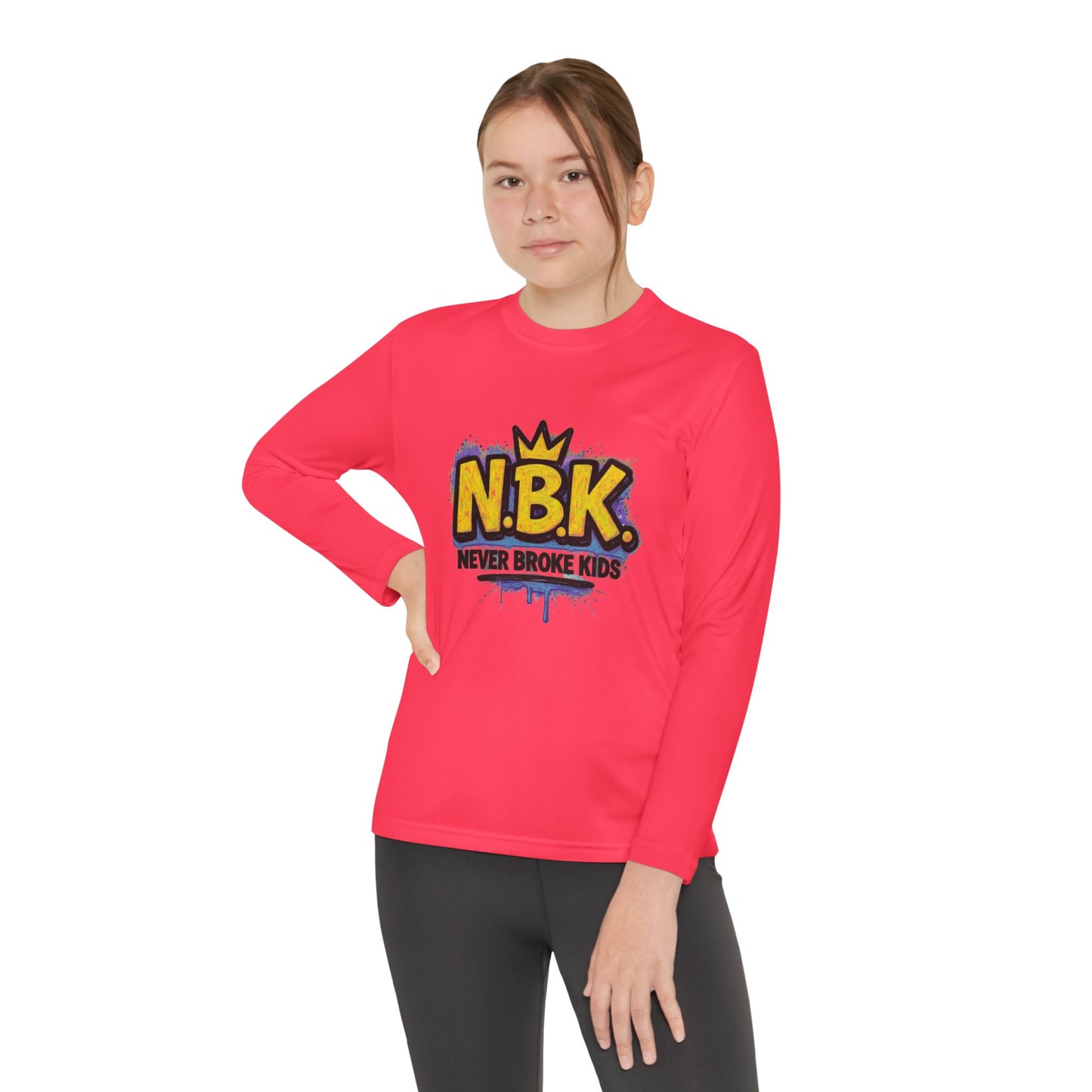 Youth Long Sleeve Tee - NBK Never Broke Kids, Cool Graphic Top for Kids, Growing Up, Birthday Gift, Casual Wear, Trendy Fashion