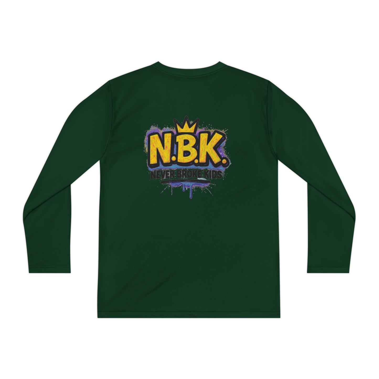 Youth Long Sleeve Tee - NBK Never Broke Kids, Cool Graphic Top for Kids, Growing Up, Birthday Gift, Casual Wear, Trendy Fashion